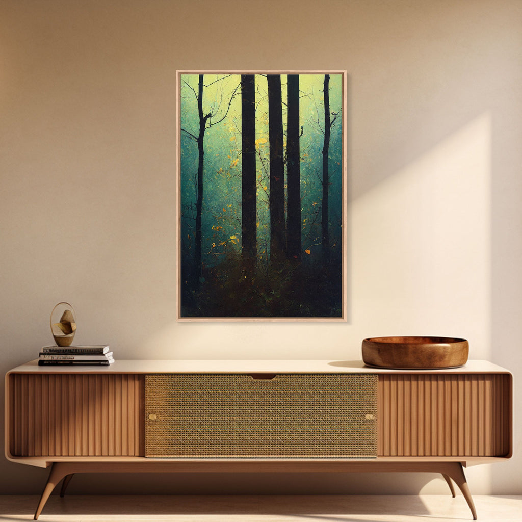Magical Forest Oil Painting Style, Spooky Pirate Ship Art, Framed Canvas Print, Ready To Hang Framed Wall Art, Living Room Wall Hanging | | Wiccan Center