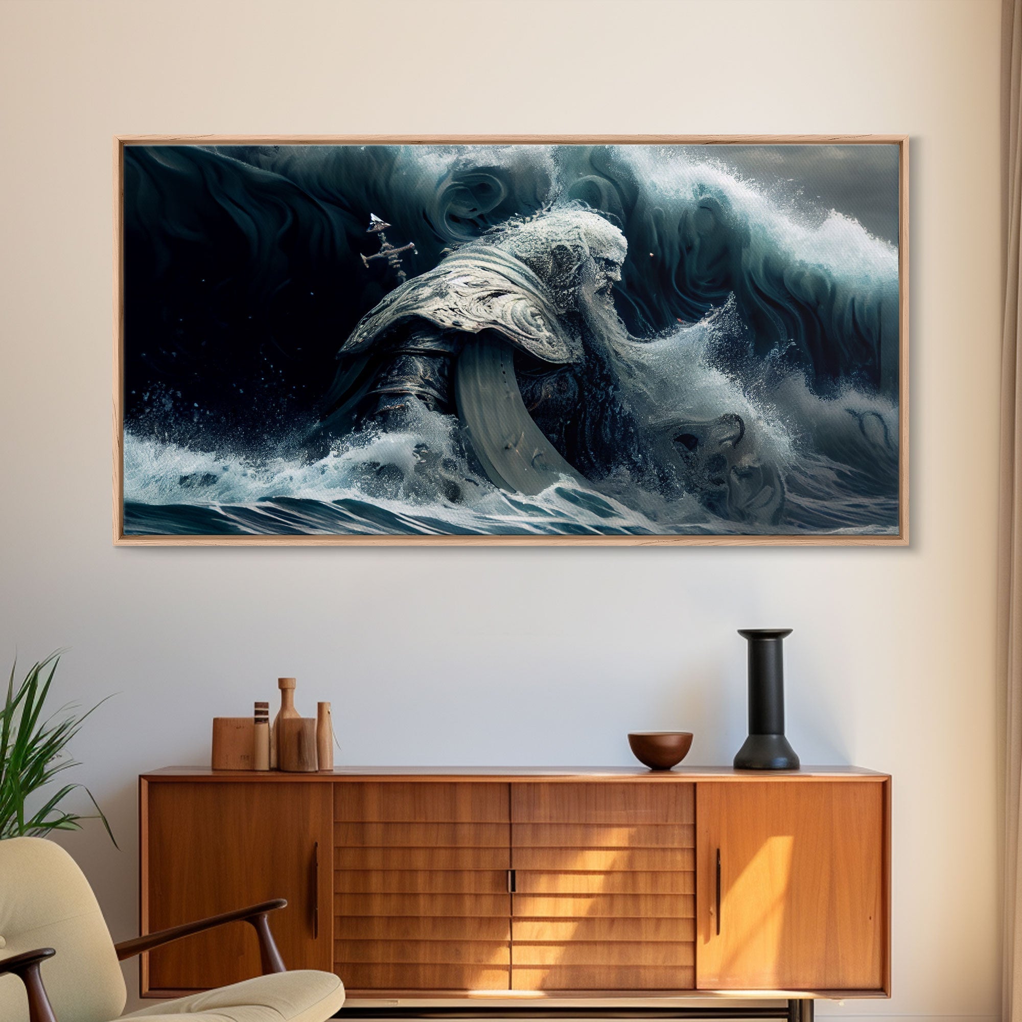 Poseidon god Framed canvas, Greek ancient decor, Mythology art, Ancient Rome print Ocean art, Neptune wall art Gamer Gift | | Wiccan Center