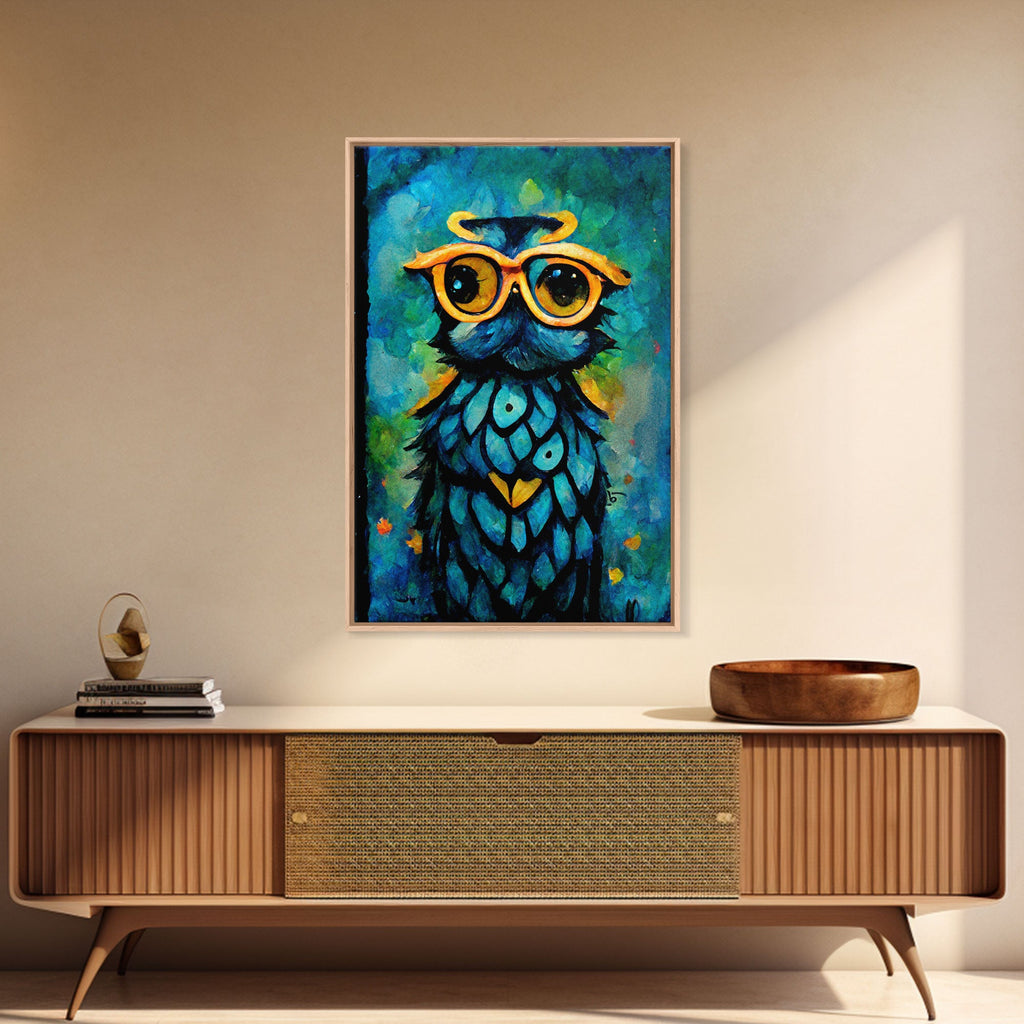 Wise Owl With Glasses Canvas Art - Owl Painting - Owl Wall Decor | | Wiccan Center