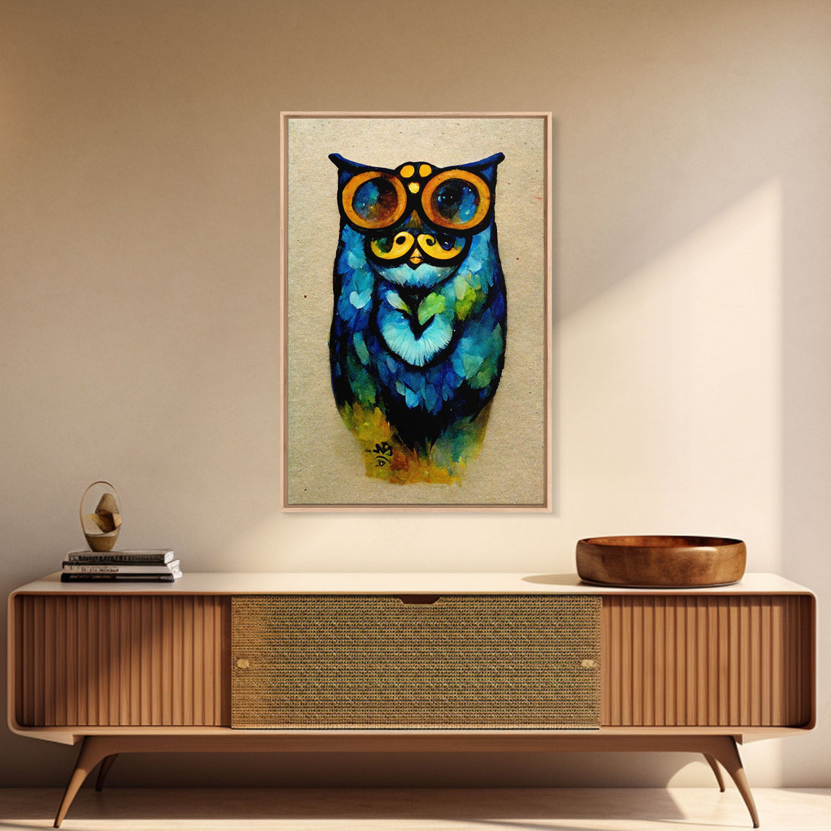 Wise Owl With Glasses Canvas Art - Owl Painting - Owl Wall Decor | | Wiccan Center