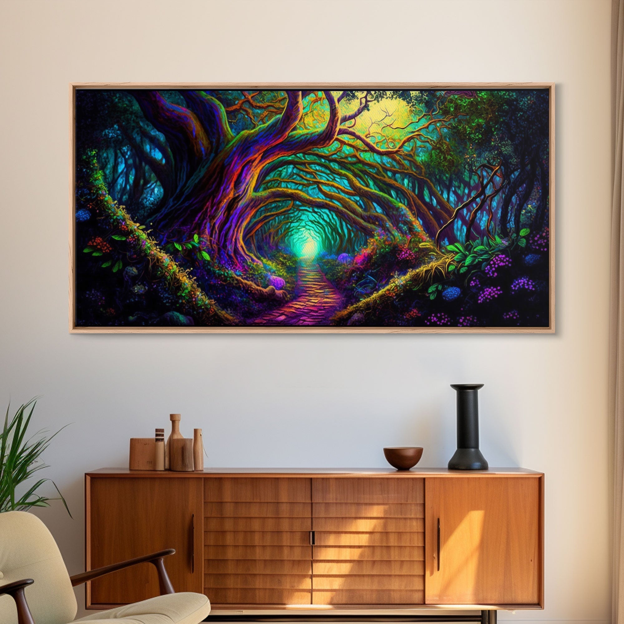 Fantasy wall art, canvas print, magical forest, fantasy landscape art, ready to hang wall art, magical glowing forest fantasy art | | Wiccan Center