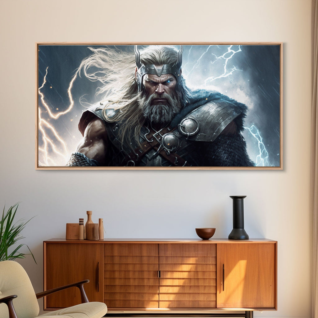 Thor Art, God of Thunder, Framed Canvas Print, Norse Mythology Art, Fantasy Art | | Wiccan Center