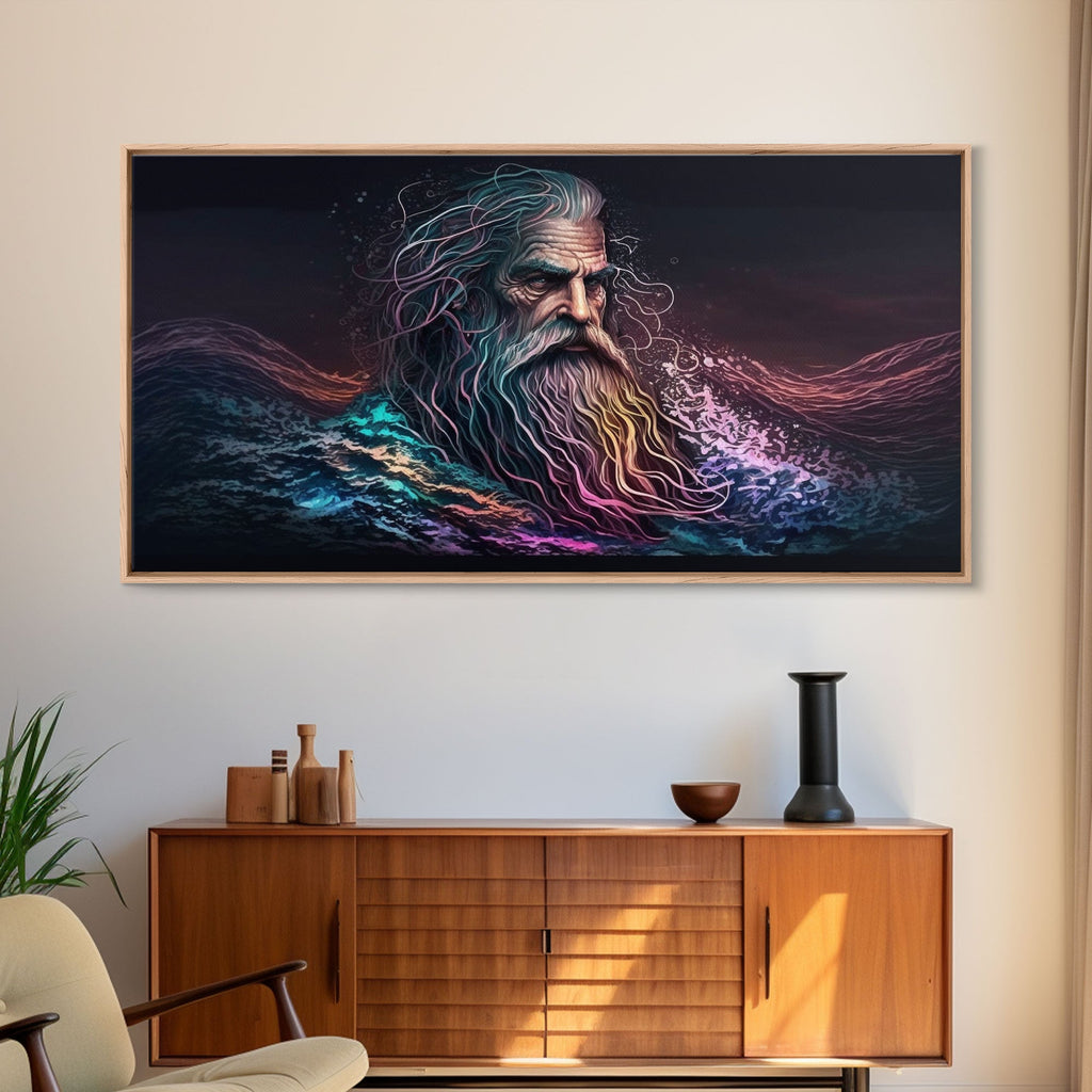 Aegir, God Of The Sea, Framed Canvas Print, Norse Mythology, Norse Art, Living Room Wall Art | | Wiccan Center