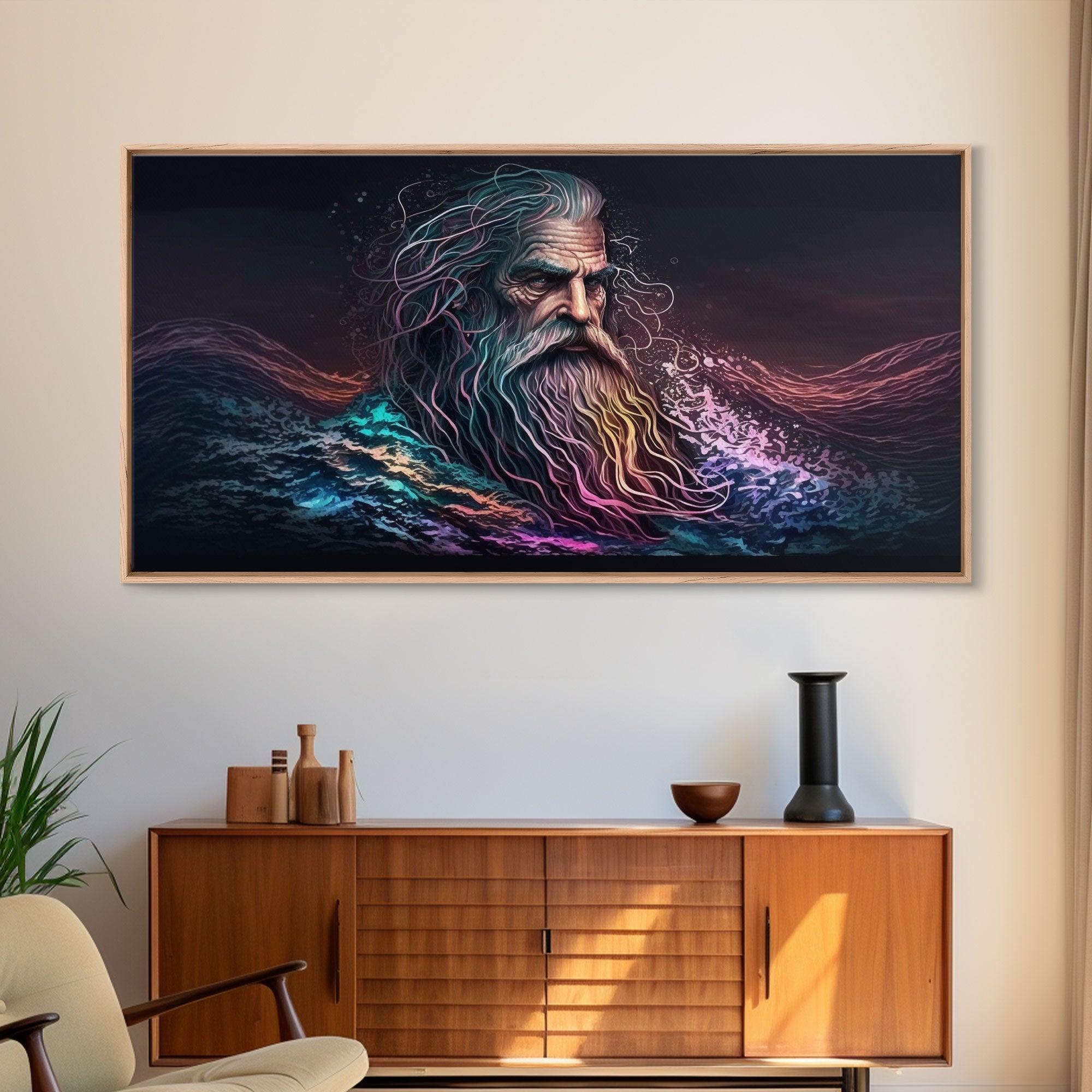 Aegir, God Of The Sea, Framed Canvas Print, Norse Mythology, Norse Art, Living Room Wall Art | | Wiccan Center