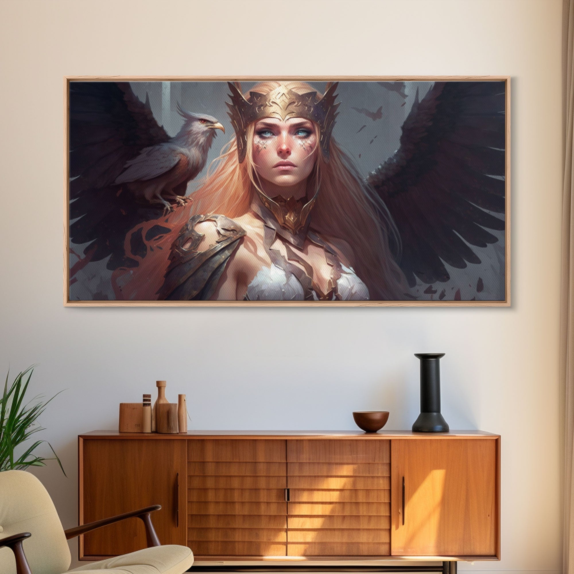 Lady Freya, Nordic / Norse Mythology Art, Framed Canvas Print, Norse Goddess of Love and Fertility | | Wiccan Center