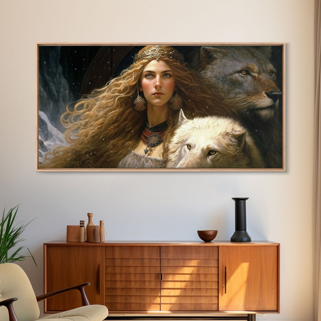 Lady Freya, Nordic / Norse Mythology Art, Framed Canvas Print, Norse Goddess of Love and Fertility | | Wiccan Center