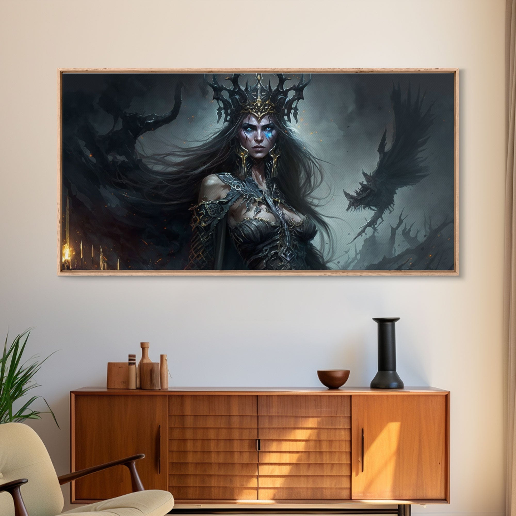 Hel, Goddess of Death, Framed Canvas Print, Norse Mythology Fantasy Art, Framed Canvas Print | | Wiccan Center