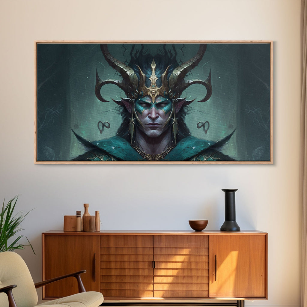 Aesthetic Loki the Trickster God, Norse Mythology, Framed Canvas Print, Extra Large Art, Fantasy Decor, Pastel Aesthetic Art | | Wiccan Center