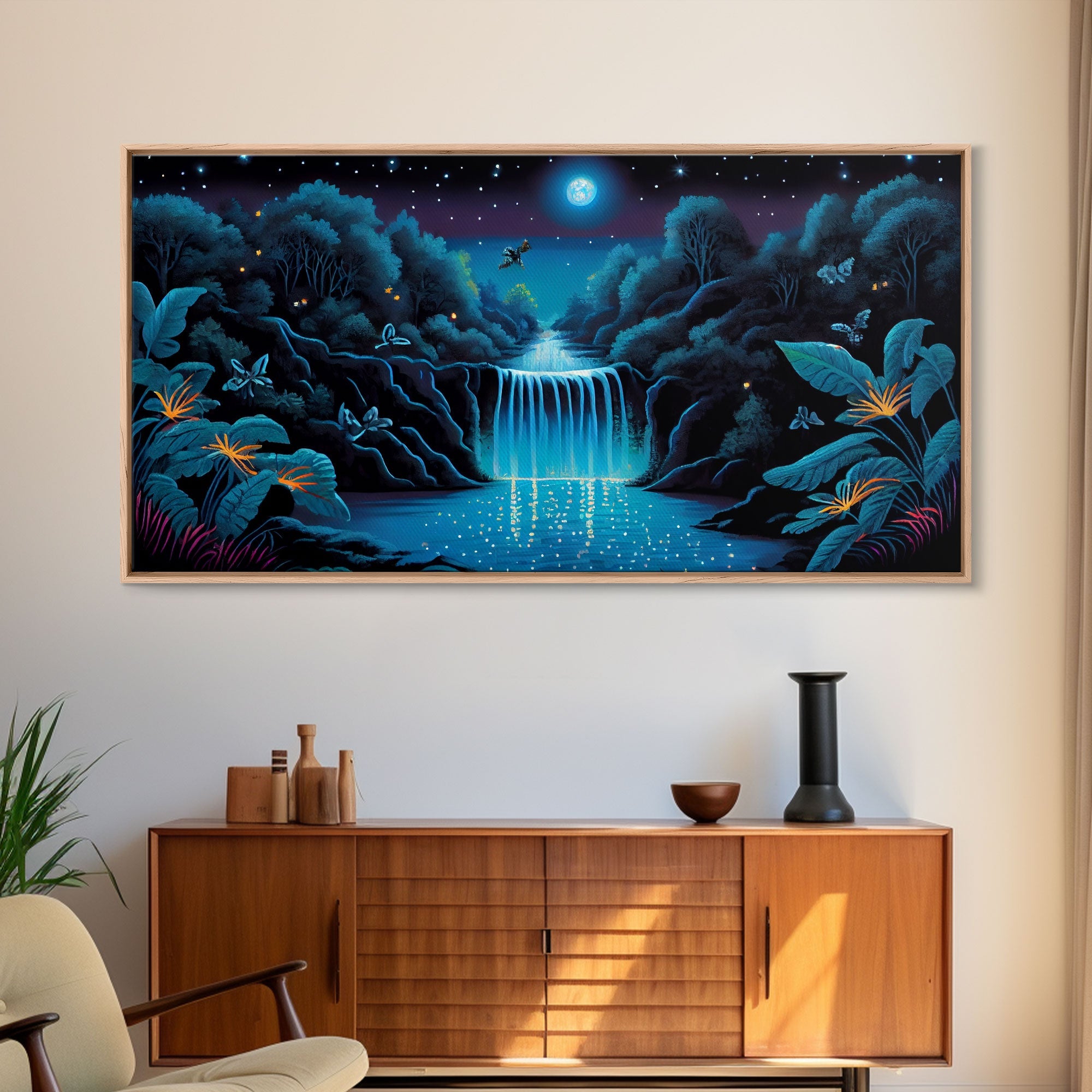 The Secret Waterfall, Enchanted Forest With Painting, Fantasy Art, Fairy House, Fantasy, Woodland Decor, Woods, Forest with Blue Butterflies | | Wiccan Center