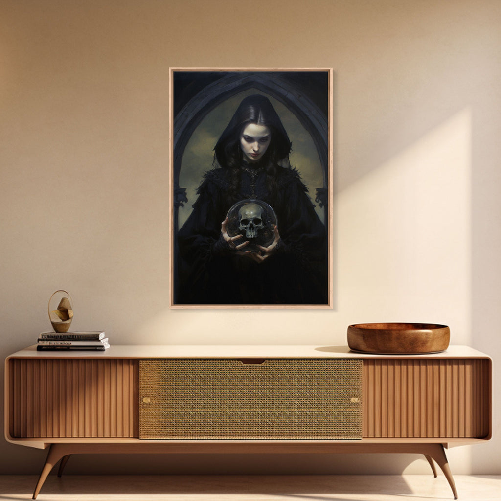 The Fortune Teller, Halloween Canvas Print, Framed Canvas, Unique Wall Art, Goth Art, Dark Academia, Witch Art, Witchcraft | | Wiccan Center