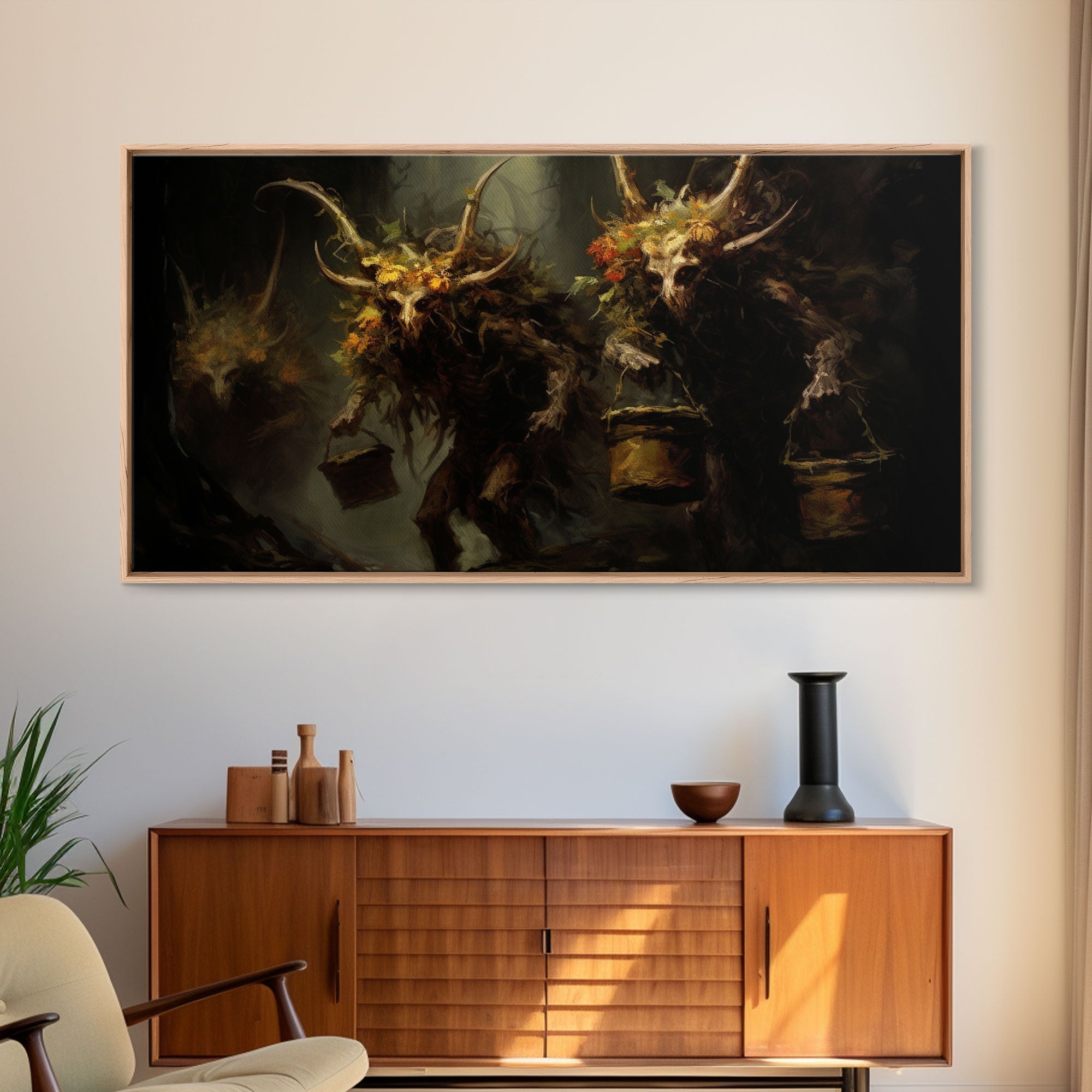 The Wendigos, Demonic Art, Framed Canvas Print, Halloween Decor, Halloween Art Print, Gothic Victorian Oil Painting, Halloween Print | | Wiccan Center