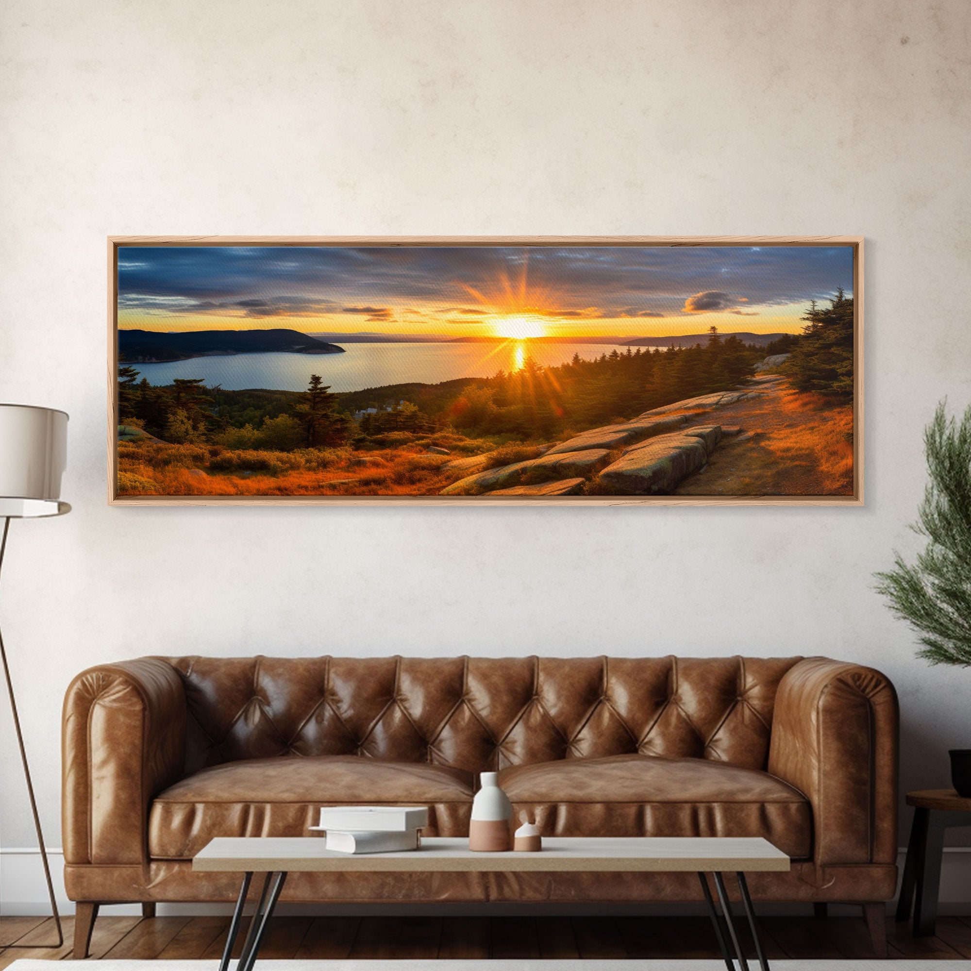 Photographic Panoramic of Acadia National Park, Sunset Photography, National Park Art, Framed Canvas Print, Landscape Photography | | Wiccan Center