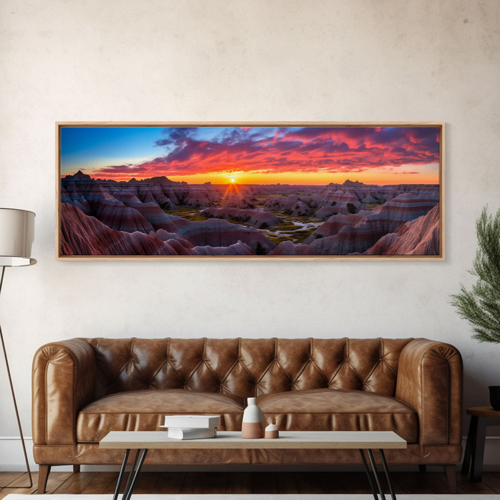 Photographic Panoramic of Badlands National Park, Sunset Photography, National Park Art, Framed Canvas Print, Landscape Photography | | Wiccan Center
