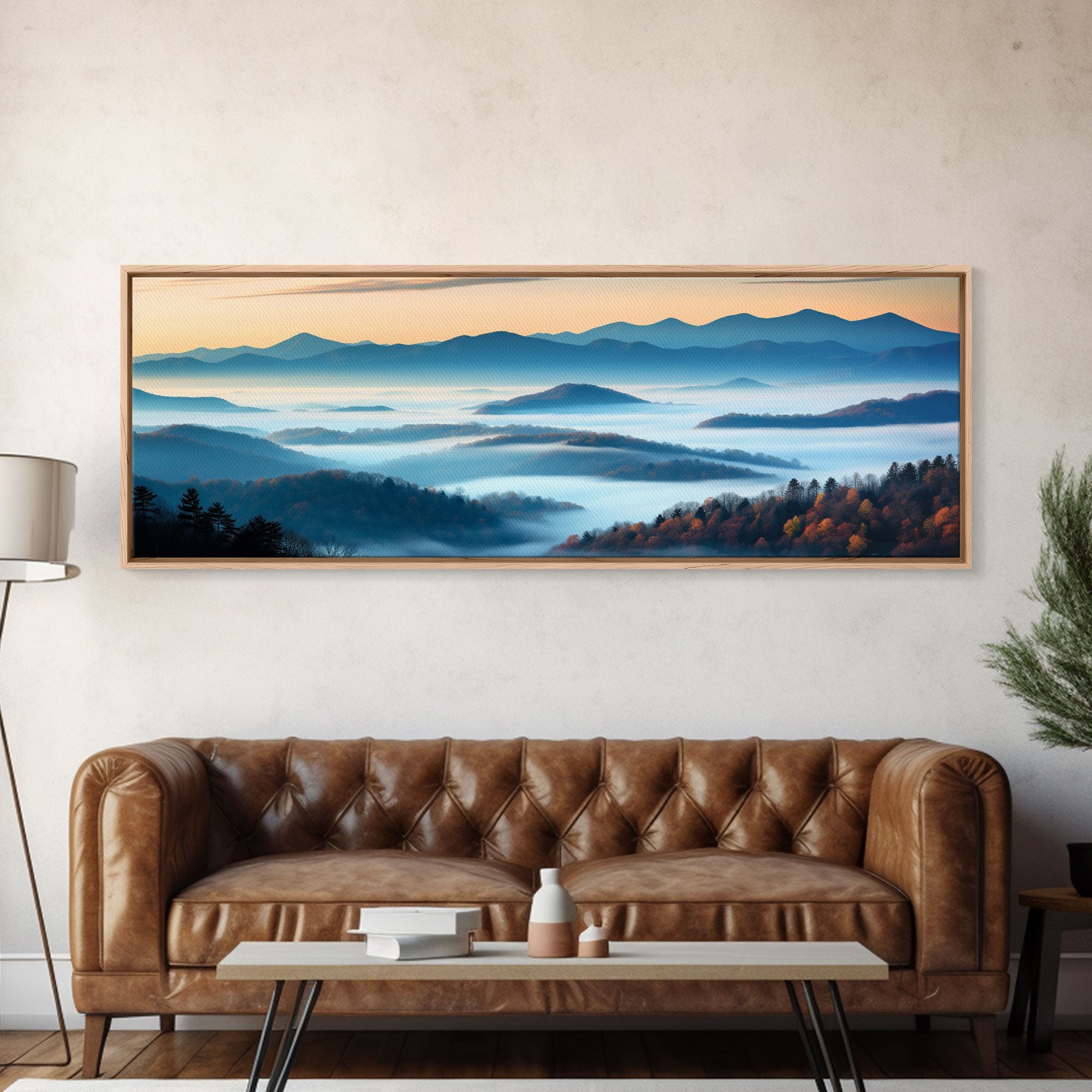 Photographic Panoramic of Blue Ridge Mountains National Parkway, Sunset Photography, Wall Art, Framed Canvas Print, Landscape Photography | | Wiccan Center