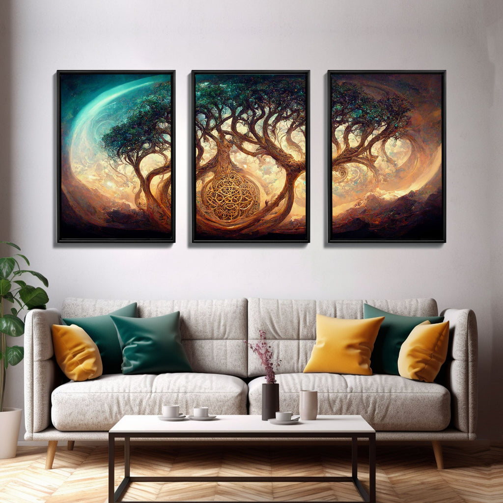 Yggdrasil Tree of Life, Nordic Viking Fantasy Art, Ready To Hang Canvas Print, Cool Living Room Wall Art Decor | | Wiccan Center