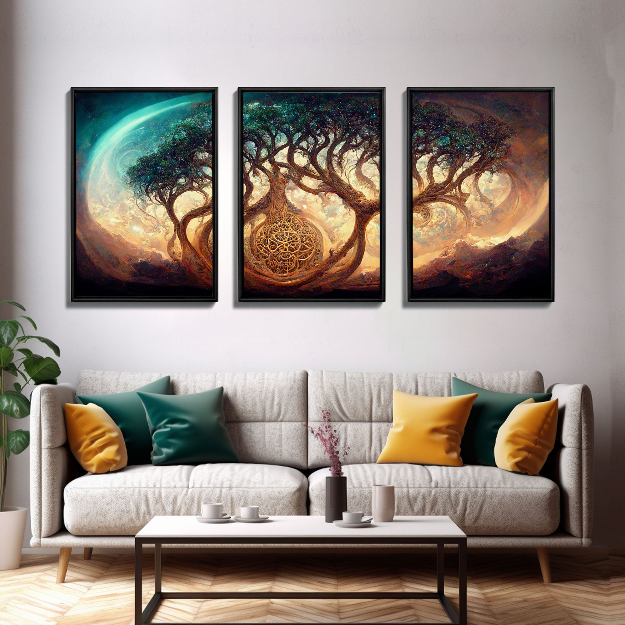 Yggdrasil Tree of Life, Nordic Viking Fantasy Art, Ready To Hang Canvas Print, Cool Living Room Wall Art Decor | | Wiccan Center