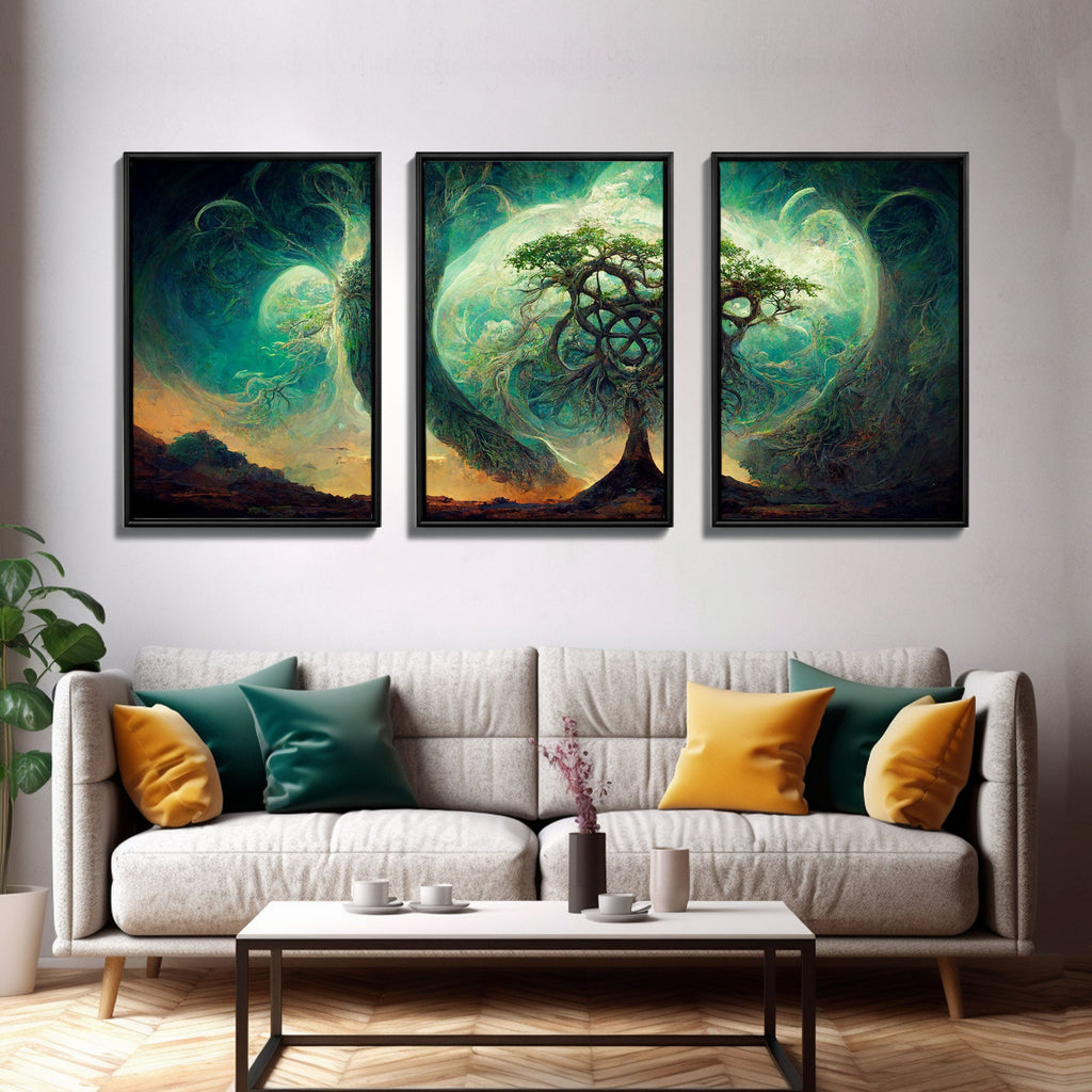 Yggdrasil Tree of Life, Nordic Viking Fantasy Art, Ready To Hang Canvas Print, Cool Living Room Wall Art Decor | | Wiccan Center