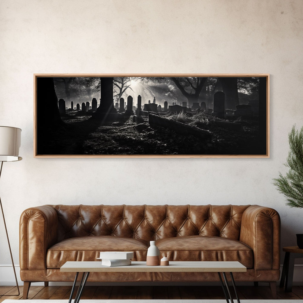 Spooky Halloween Decor, Black and White Photograph Of A Creepy Cematary, Graveyard Decor, Witchy Art | | Wiccan Center