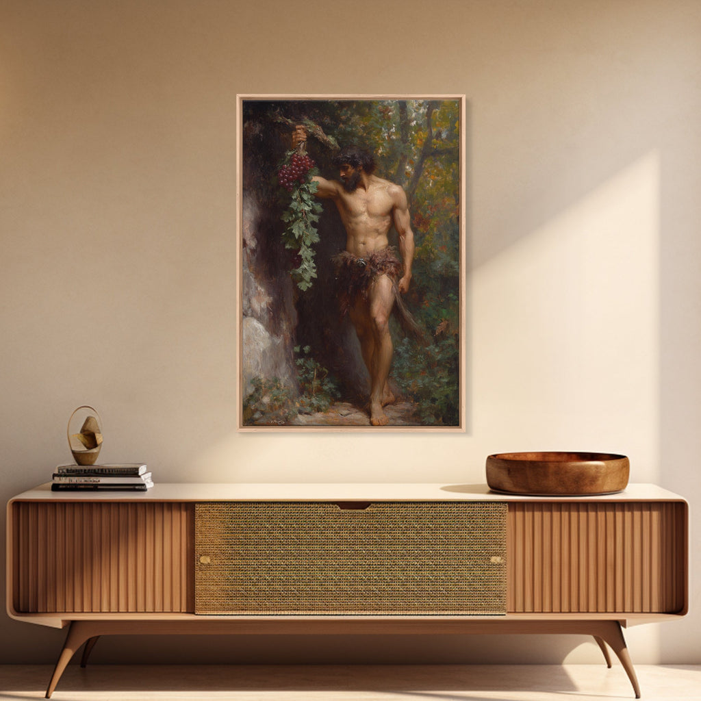 Painting of a Male Figure Canvas Print, Gothic Decor, Dark Academia / Macabre Wall Art, Original Satyr Painting