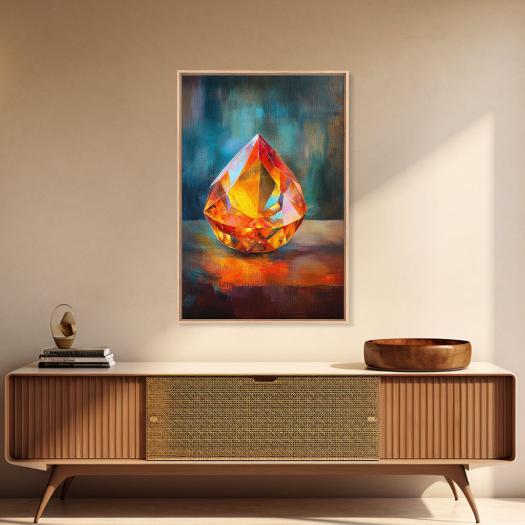 Gemstone Painting Print, Framed Canvas Print, Gemstones Wall Art, Precious Stone Painting, Red Gem, Ruby Painting, Antique Minerals Decor | | Wiccan Center