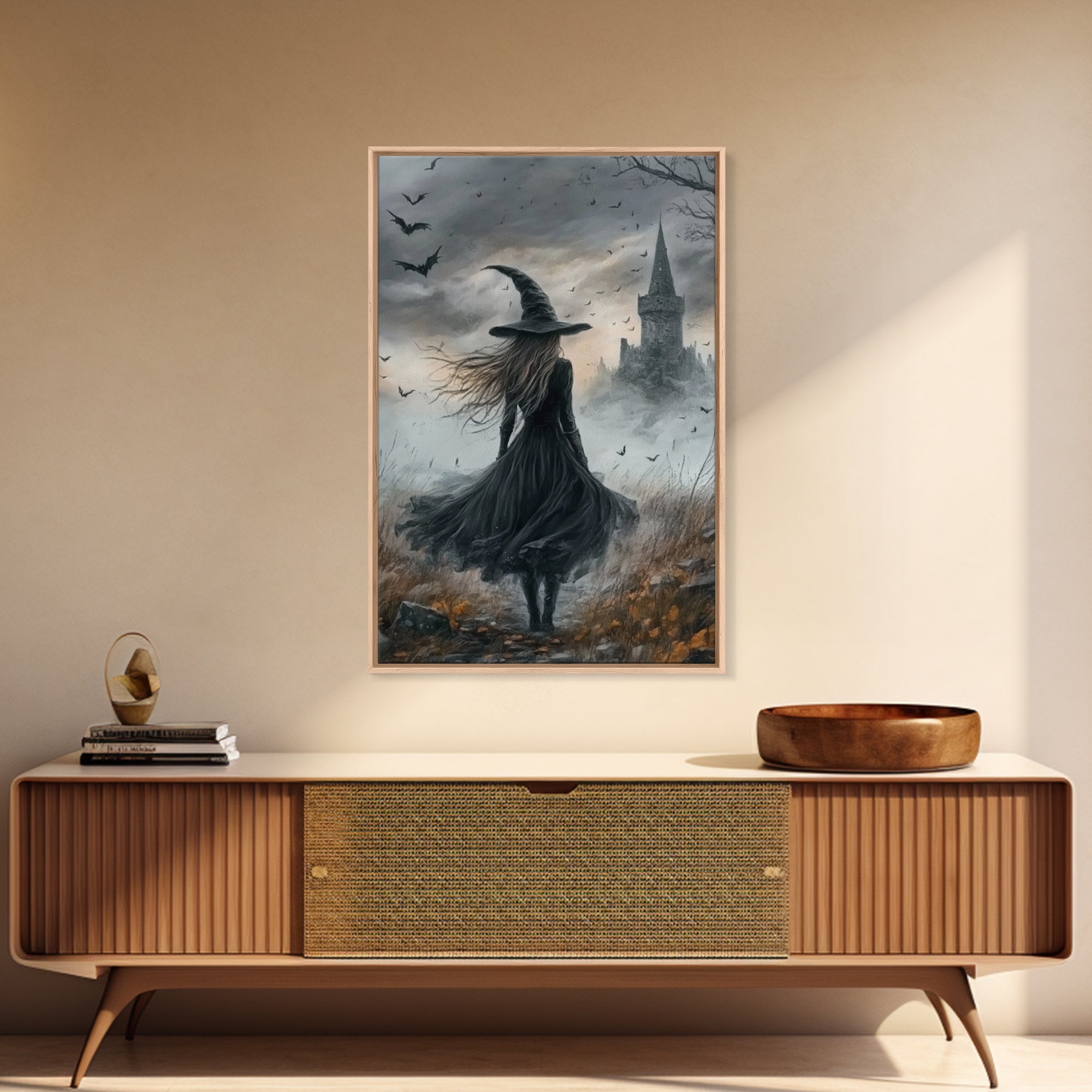 Goth Decor, Witchy Home Decor, Dark Academia Goth Oil Painting Print, Witch Painting, Haunted Spooky Season Wall Art, Witch Decor