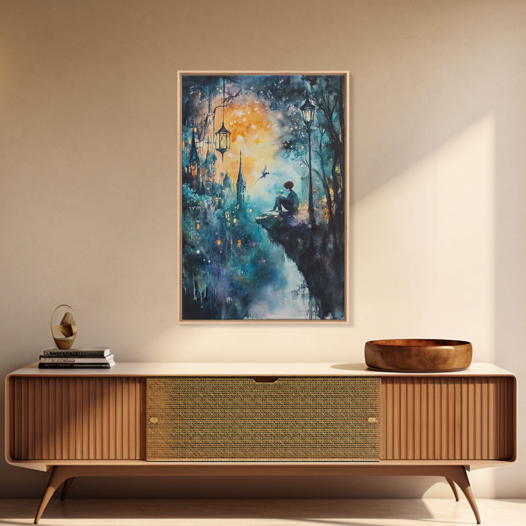 Magical Nightscape Framed Canvas Print Whimsical Fantasy Art Moody Wall Art Gift Idea Living Room Decor Dark Romantic Artwork | | Wiccan Center
