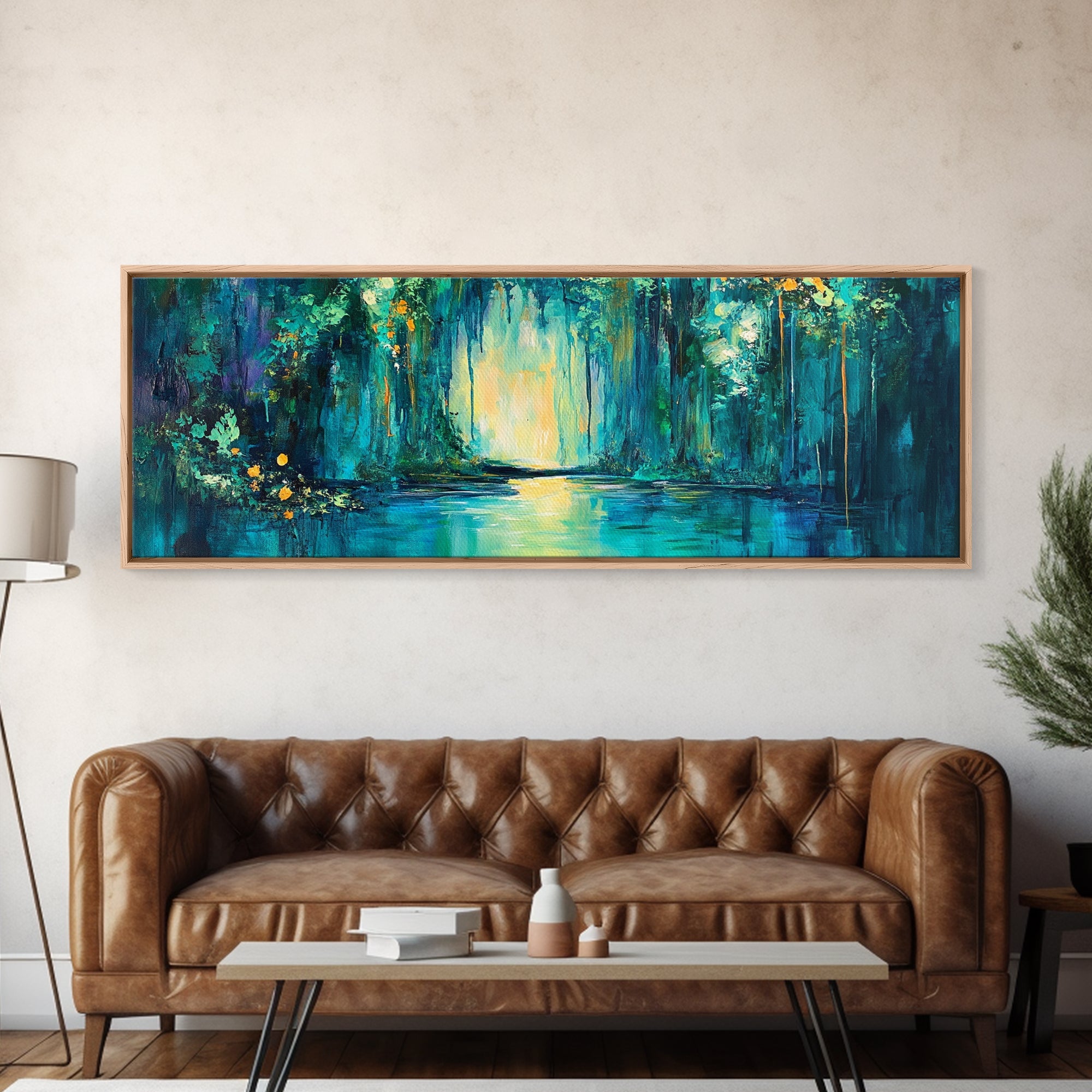 Magical Forest Lake Framed Canvas Print Fantasy Nature Wall Art Mystical Greenery Home Decor Living Room Office Gift | | Wiccan Center