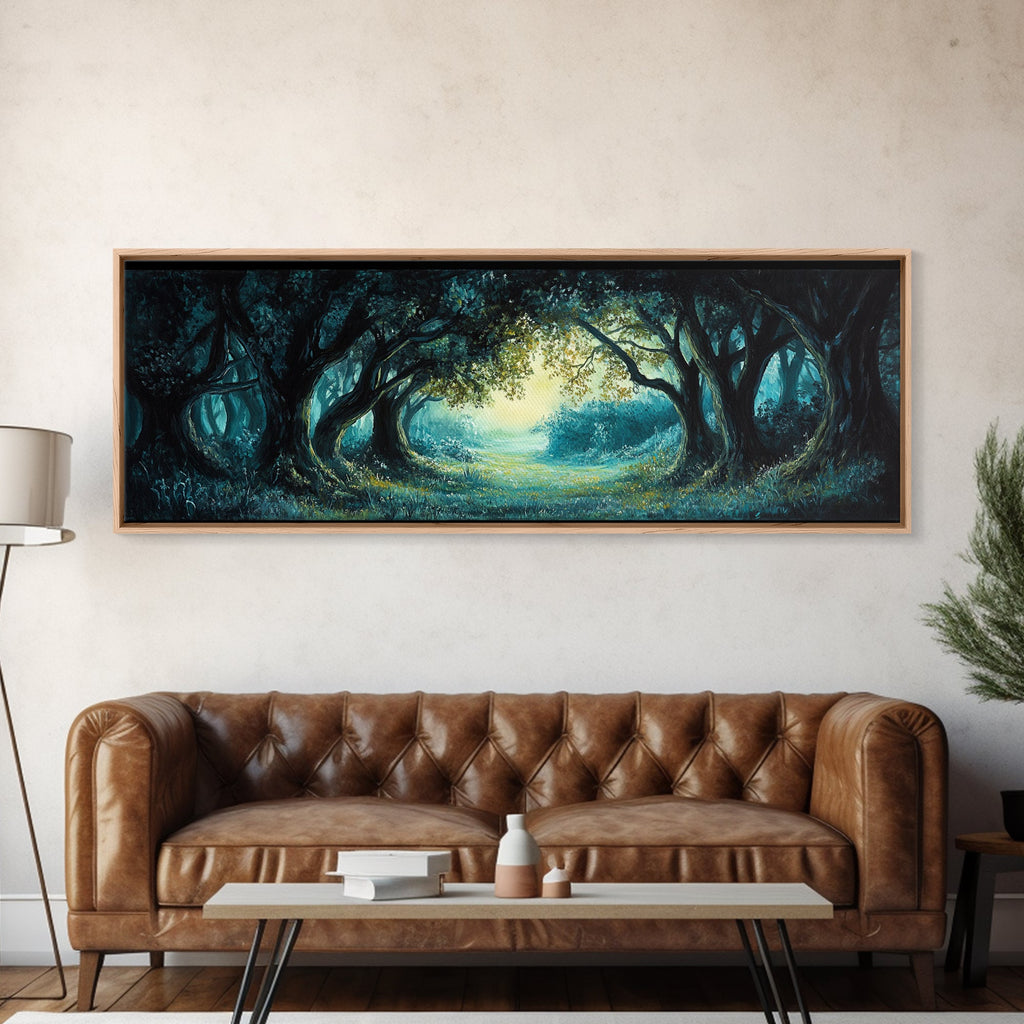 Enchanted Forest Framed Canvas Print Magical Woodland Scene, Nature Wall Art, Fantasy Art, Dark Green Landscape, Home Decor | | Wiccan Center