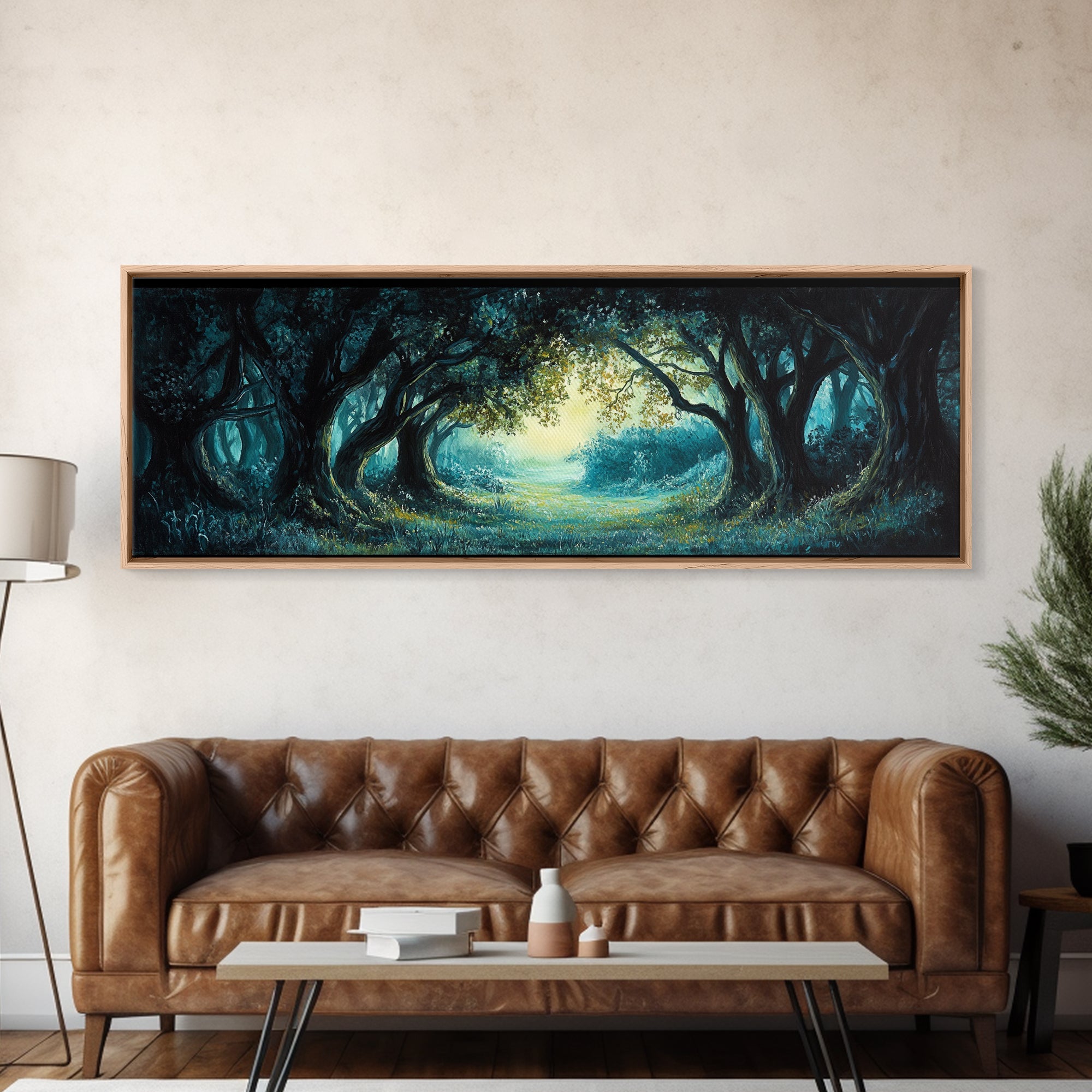 Enchanted Forest Framed Canvas Print Magical Woodland Scene, Nature Wall Art, Fantasy Art, Dark Green Landscape, Home Decor | | Wiccan Center