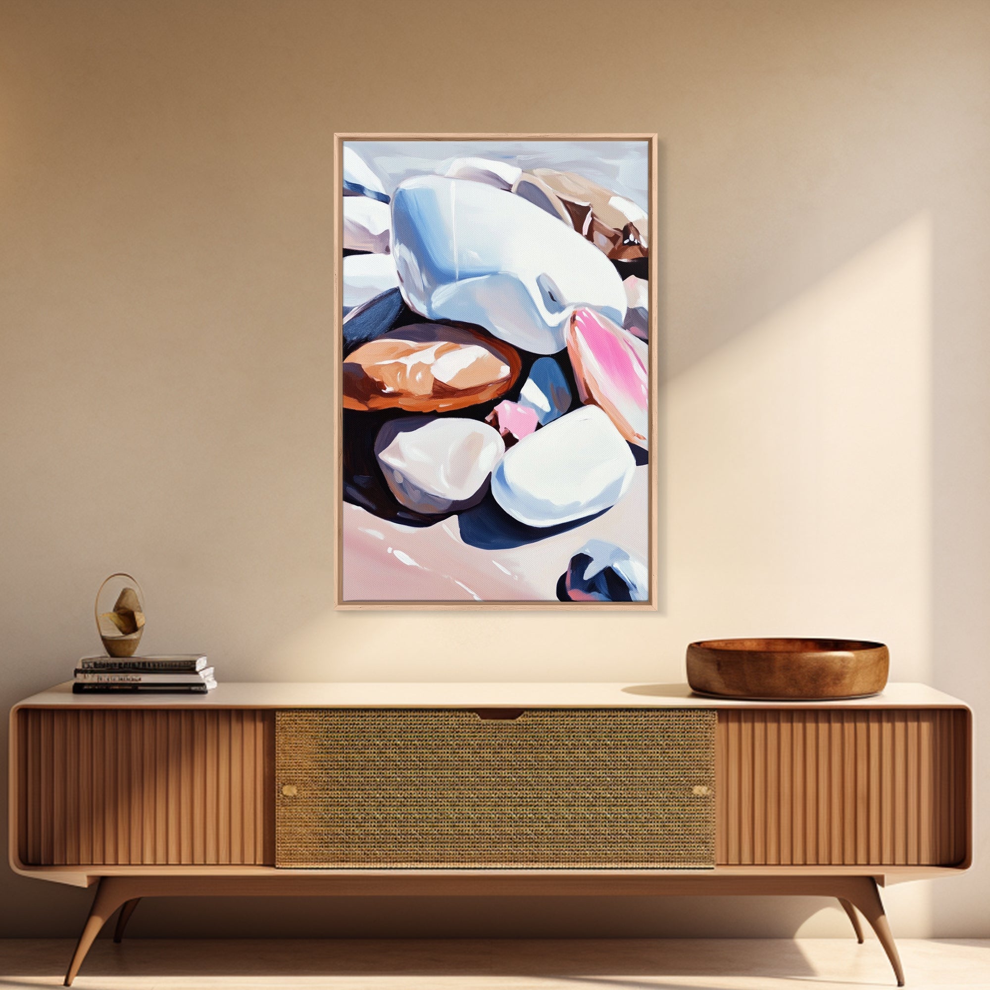 Pebble Beach, Coastal Rock Art, Natural Elements, Earthy Aesthetic, Minimalist Canvas Print, Zen Decor, Tranquil Living Room Art | | Wiccan Center