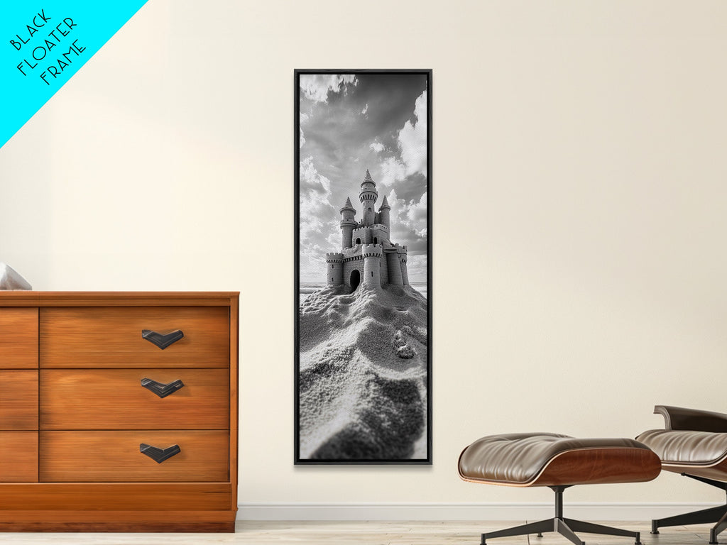 Sandcastle Fantasy, Beach Dream Print, Whimsical Coastal Decor, Kids Room or Nursery Art, Framed Canvas Print, Fairytale Vibe | | Wiccan Center