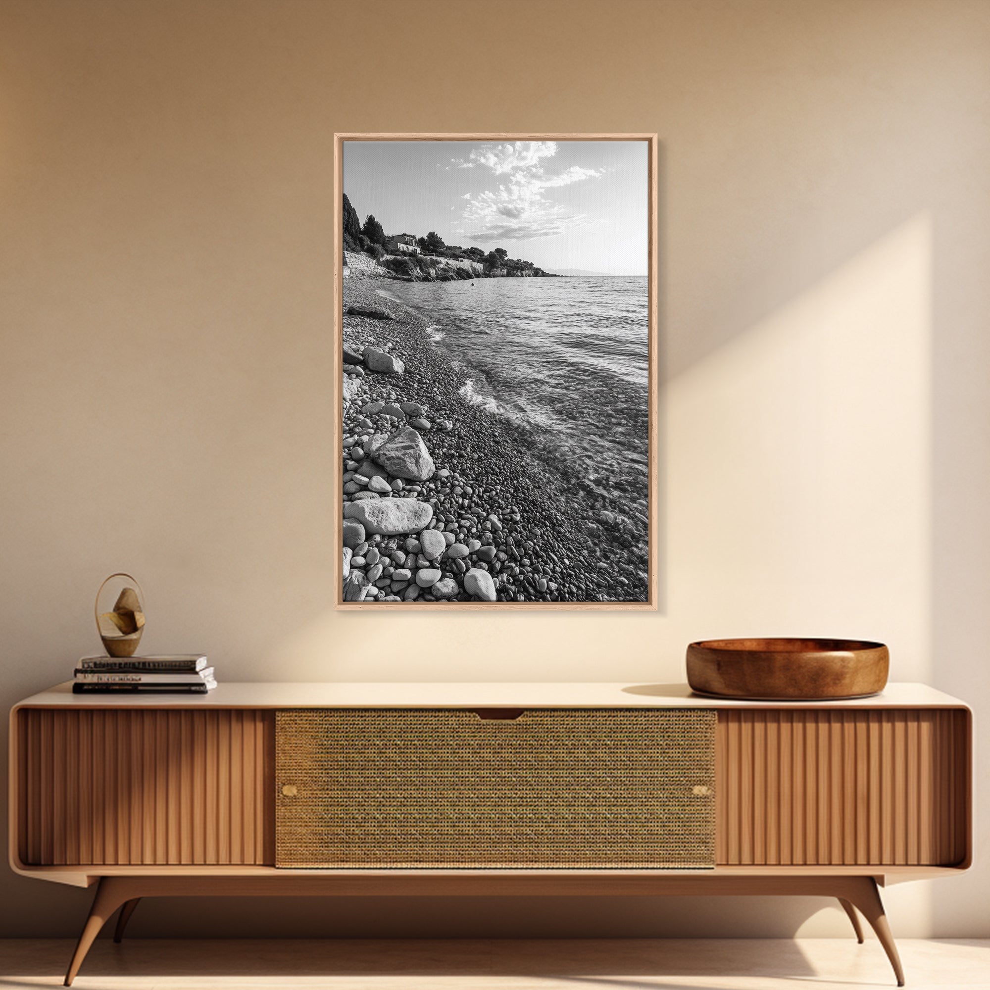 Pebble Beach, Tranquil Coastline, Coastal Stones, Sunrise Shore, Canvas Print, Bathroom Wall Art, Ocean Photography, Beach House Decor | | Wiccan Center