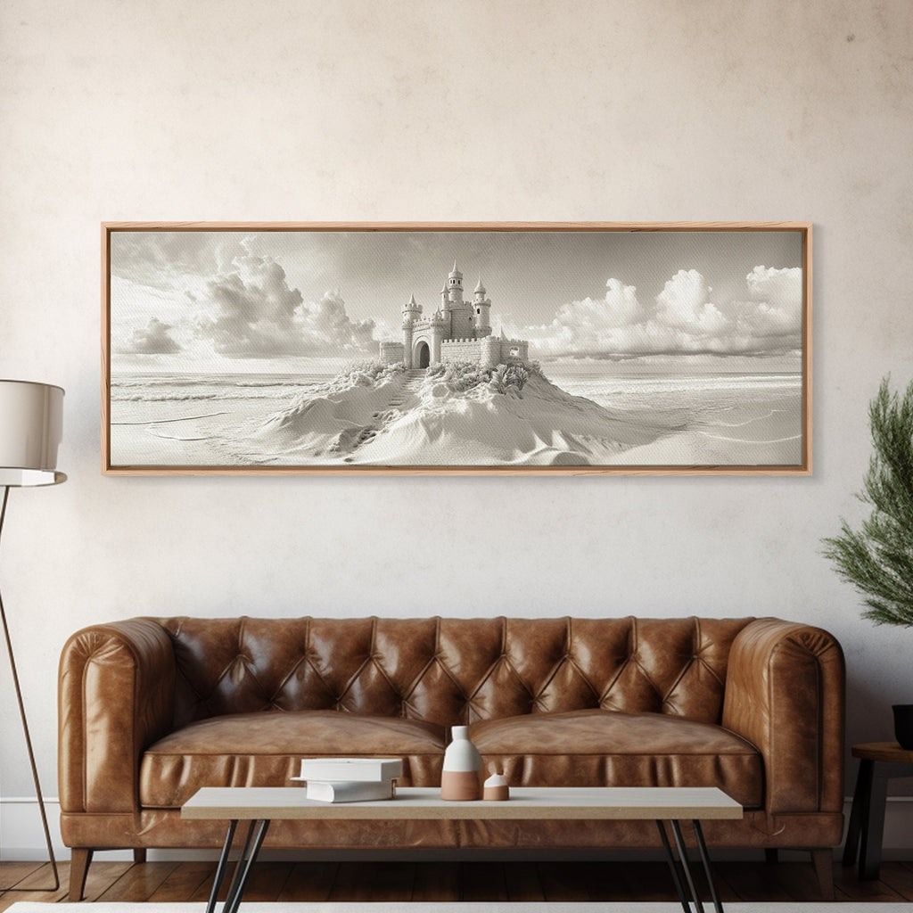 Fantasy Sand Castle, Seaside Kingdom, Dreamy Beach Scene, Magical Vibes, Framed Canvas Print, Kids Room Art, Whimsical Decor, Coastal Theme | | Wiccan Center