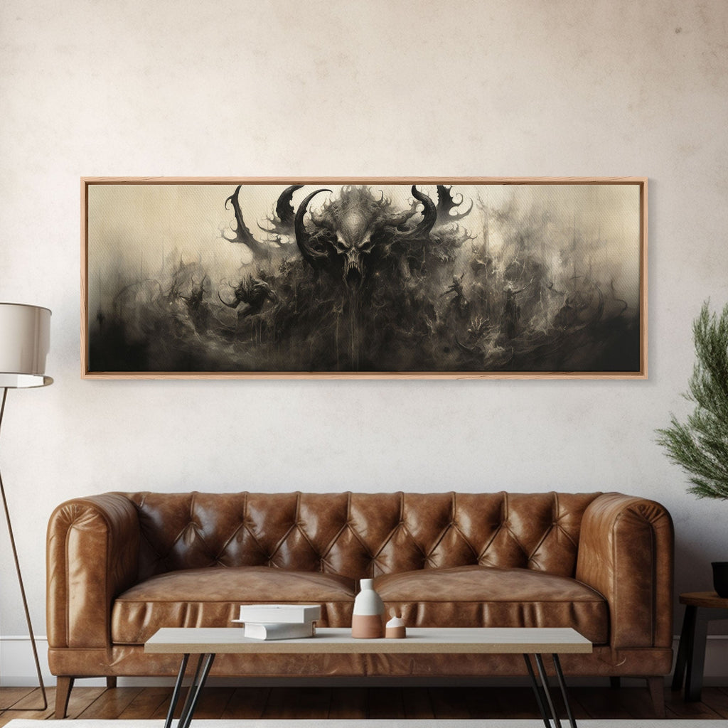 The Demon, Panoramic Canvas Print, Framed Halloween Art, Spooky Decor, Halloween Art, Halloween Wall Art, Halloween Art Print | | Wiccan Center