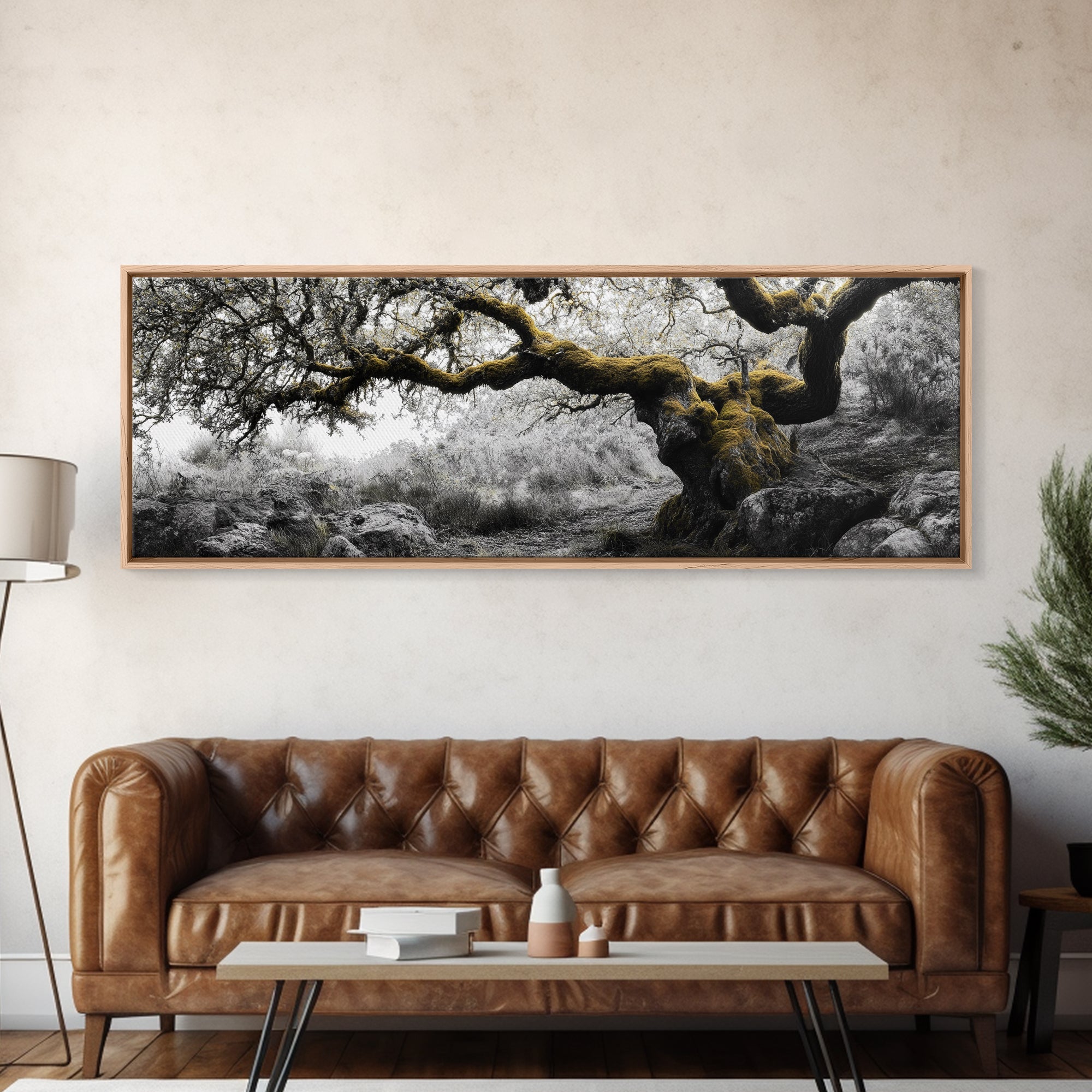 Twisted Oak, Mossy Branches, Forest Giant, Canvas Print, enchanted woodland art, fantasy living room decor, fairytale vibe | | Wiccan Center