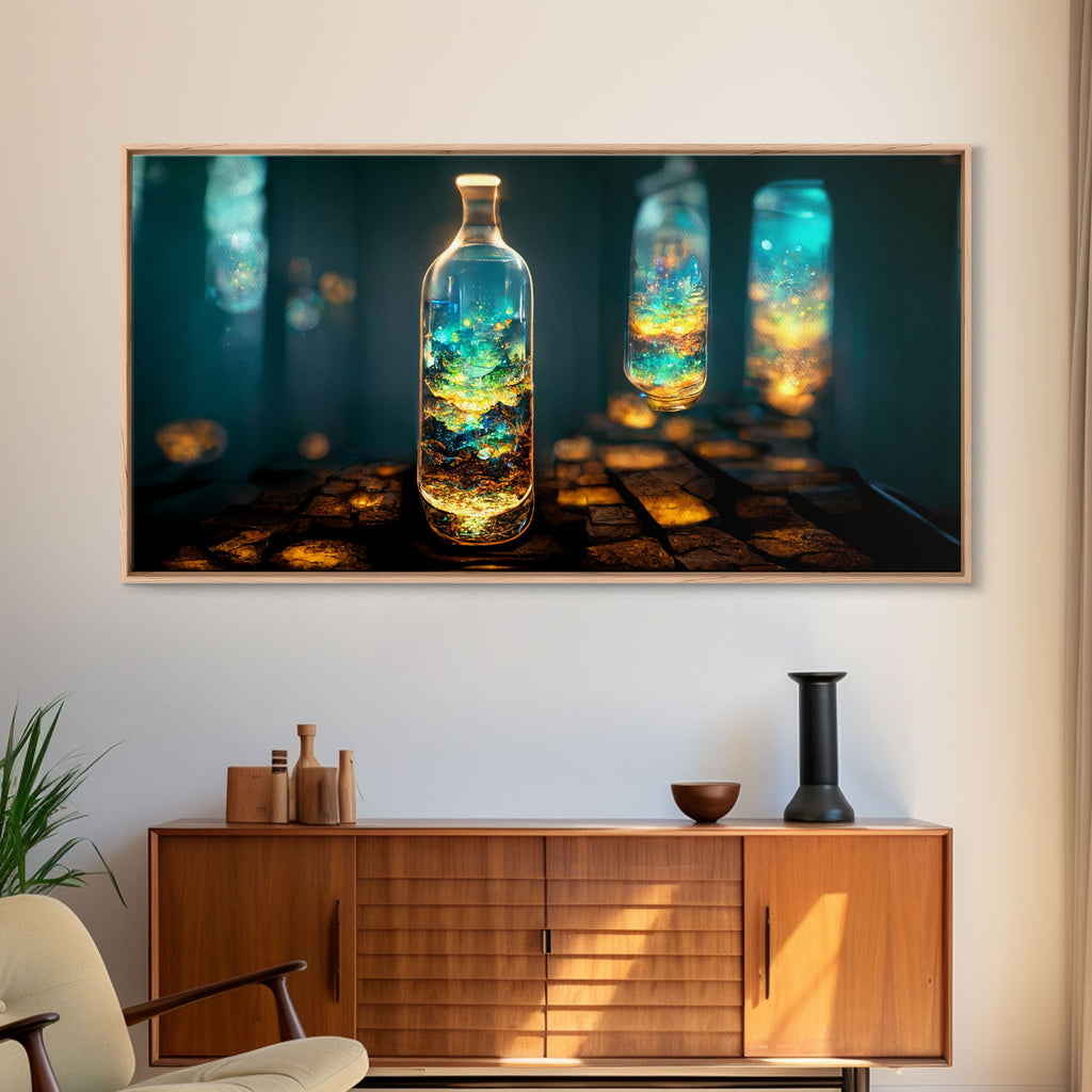 Miniature world in a bottle canvas print, high fantasy wall art, magical wall art, ready to hang wall art | | Wiccan Center