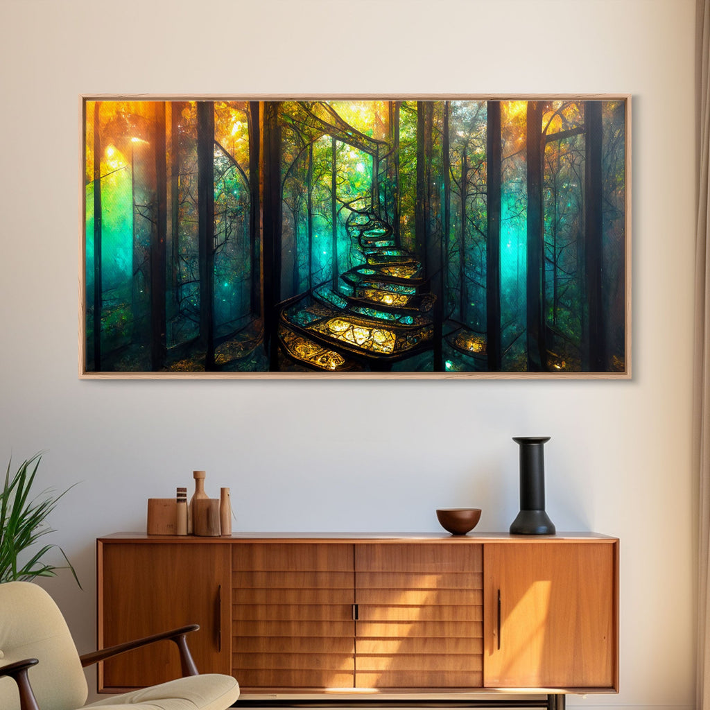 Fantasy wall art, canvas print, magical forest, fantasy landscape art, ready to hang wall art, bioluminescent glowing fantasy wall decor | | Wiccan Center