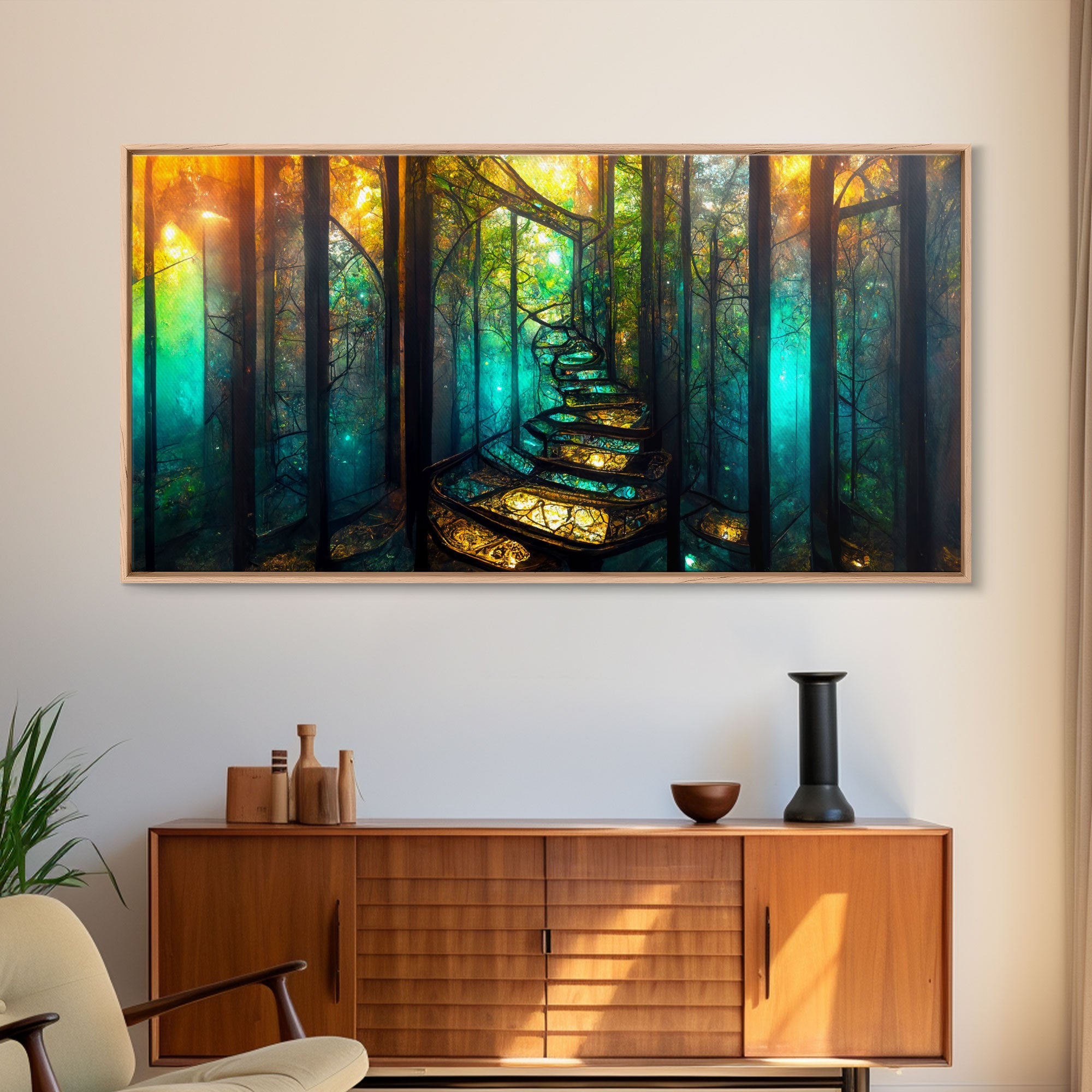 Fantasy wall art, canvas print, magical forest, fantasy landscape art, ready to hang wall art, bioluminescent glowing fantasy wall decor | | Wiccan Center