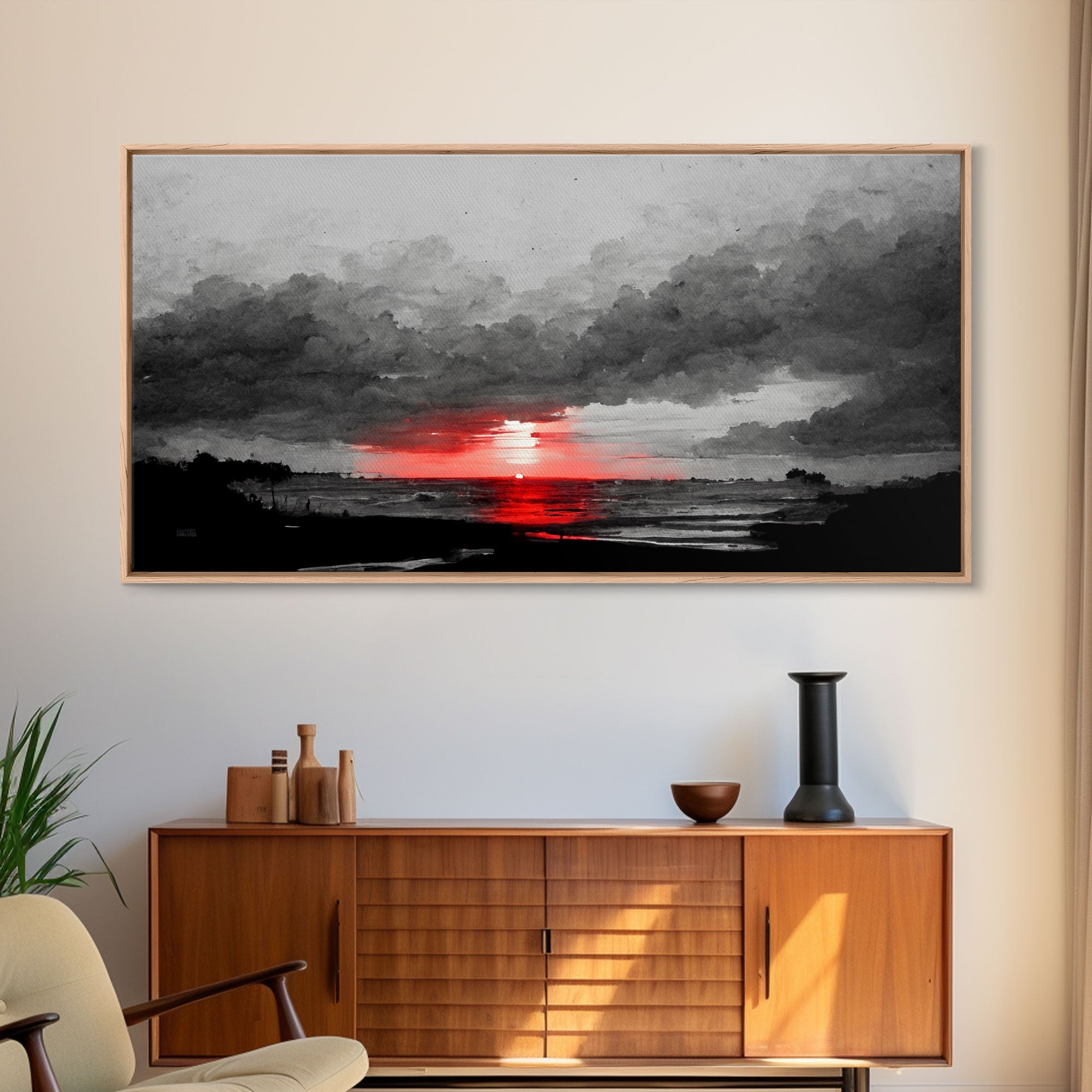 Creepy Blood moon canvas print, dark fantasy art, black and white art, Halloween, spooky art, horror landscape art | | Wiccan Center