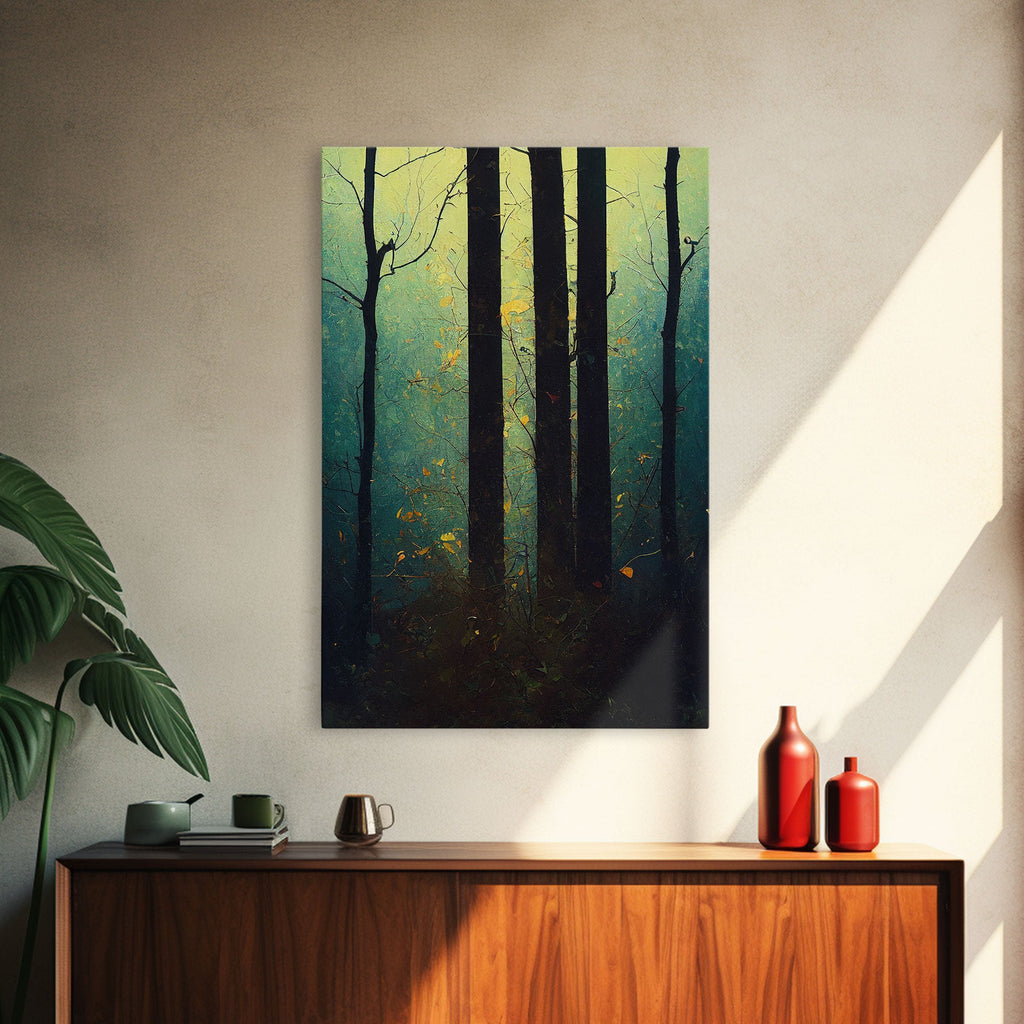 Magical Forest Oil Painting Style, Spooky Pirate Ship Art, Framed Canvas Print, Ready To Hang Framed Wall Art, Living Room Wall Hanging | | Wiccan Center