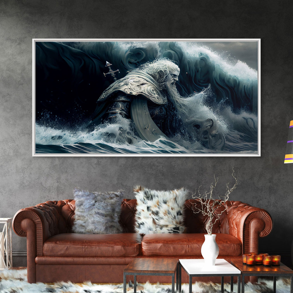 Poseidon god Framed canvas, Greek ancient decor, Mythology art, Ancient Rome print Ocean art, Neptune wall art Gamer Gift | | Wiccan Center