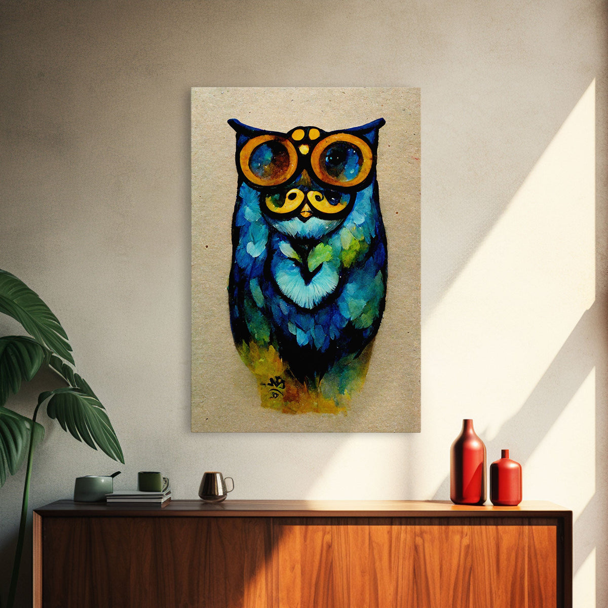 Wise Owl With Glasses Canvas Art - Owl Painting - Owl Wall Decor | | Wiccan Center