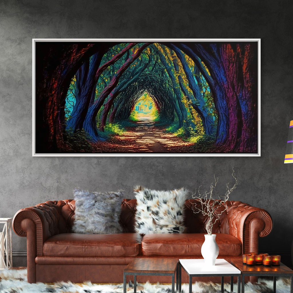 The Path through The Trees, Fantasy Art, Framed Canvas Print, RPG concept Art, Magical glowing forest | | Wiccan Center