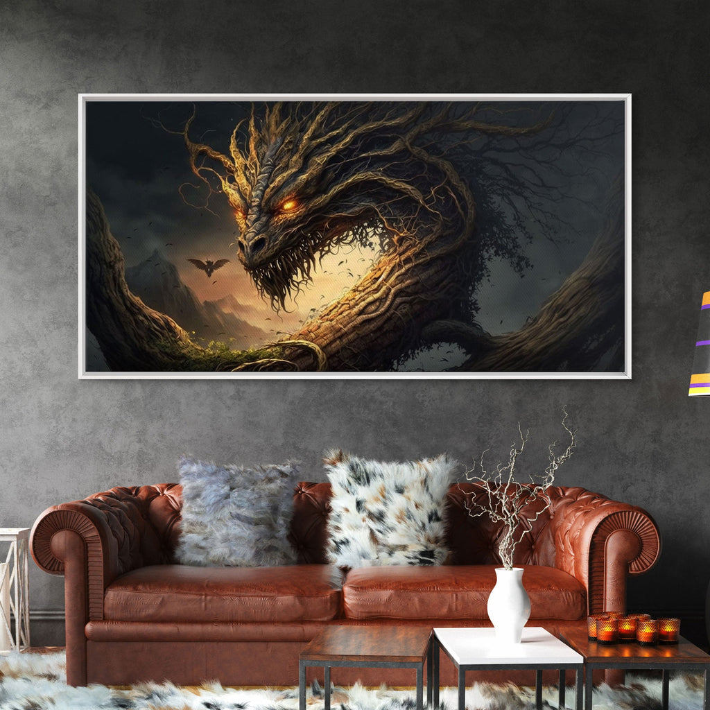 Forest Dragon Nidhogg, Norse Mythology, Framed Canvas Print, Fantasy Dragon Art, Fantasy Decor | | Wiccan Center