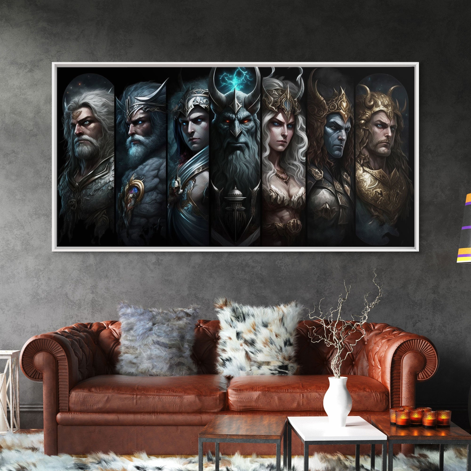 The Æsir, Aesir, Old Norse Gods, Framed Canvas Print, Norse Mythology, Scandinavian Mythology Fantasy Art | | Wiccan Center