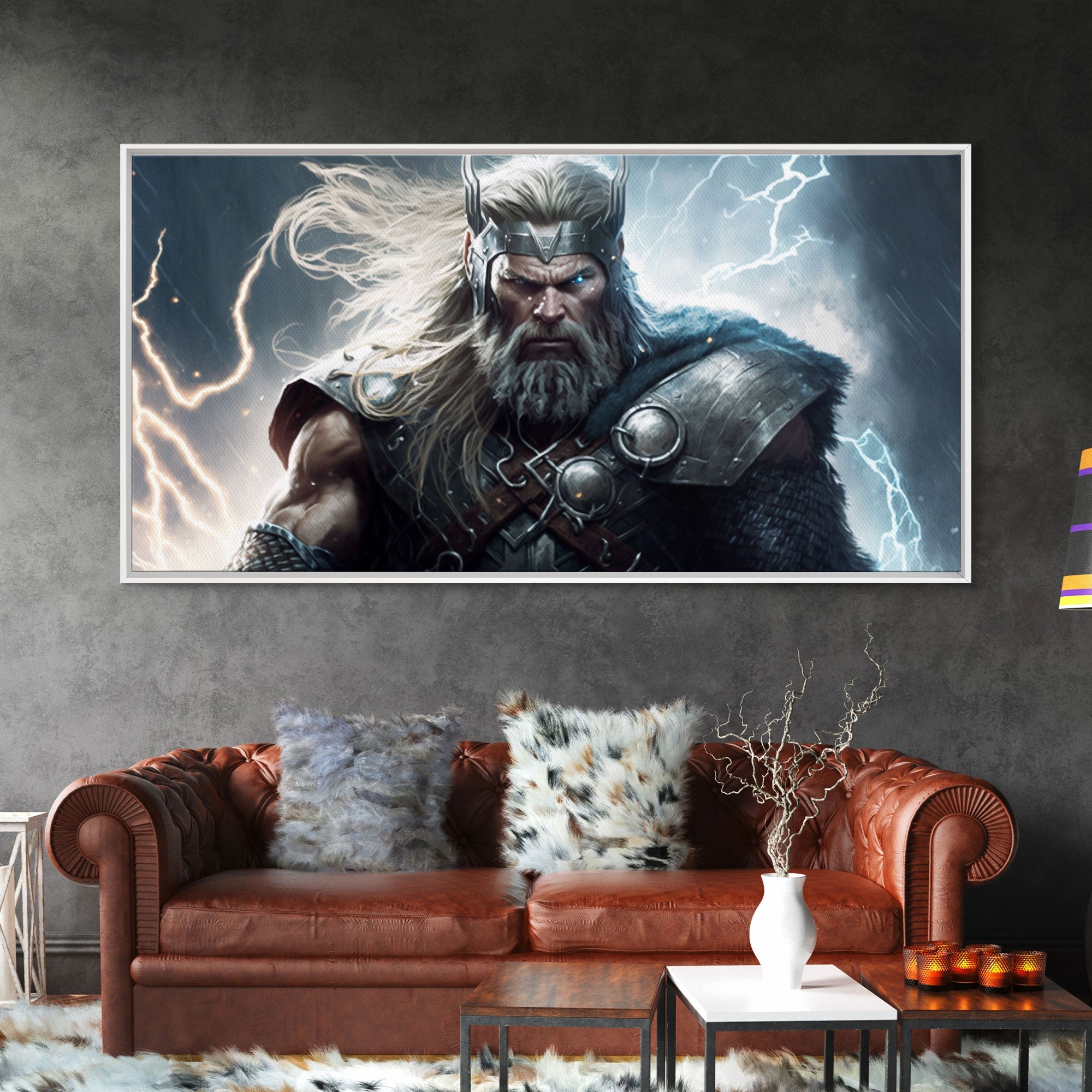 Thor Art, God of Thunder, Framed Canvas Print, Norse Mythology Art, Fantasy Art | | Wiccan Center