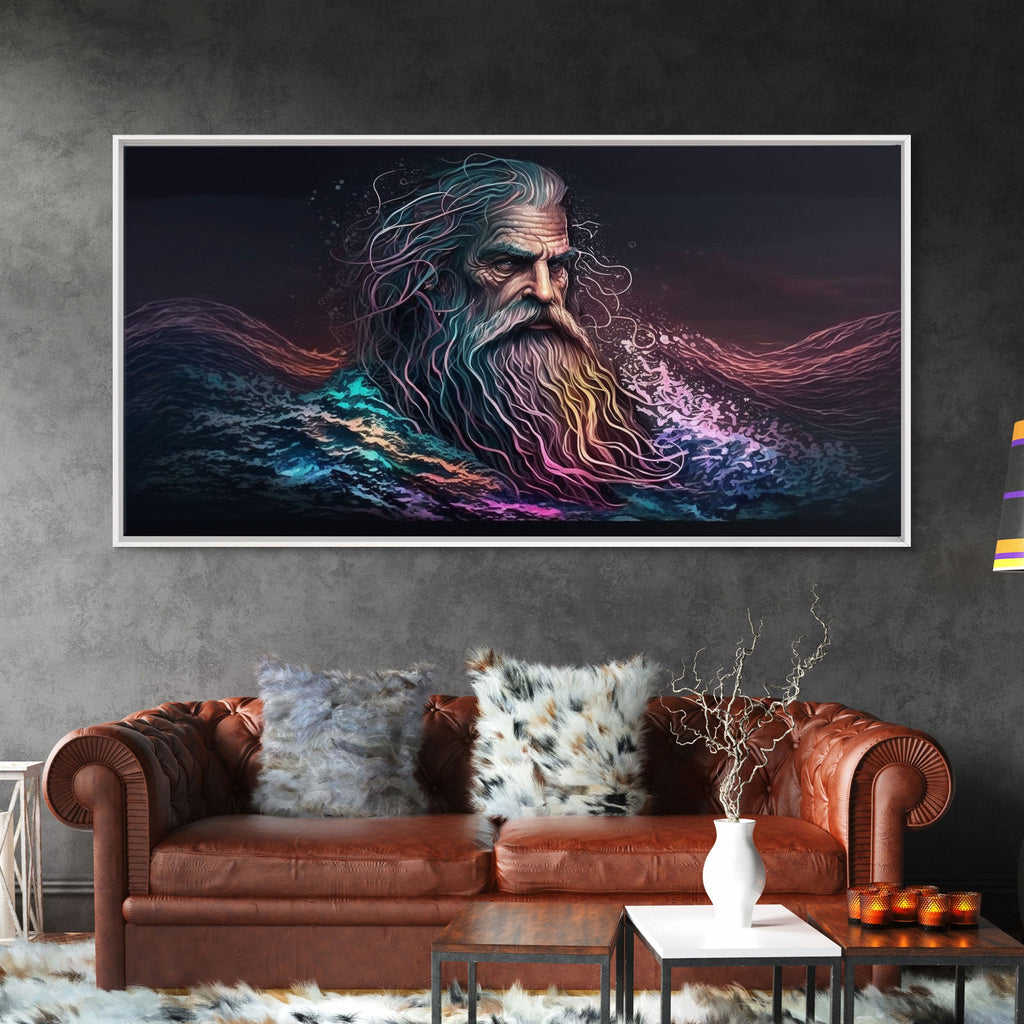 Aegir, God Of The Sea, Framed Canvas Print, Norse Mythology, Norse Art, Living Room Wall Art | | Wiccan Center