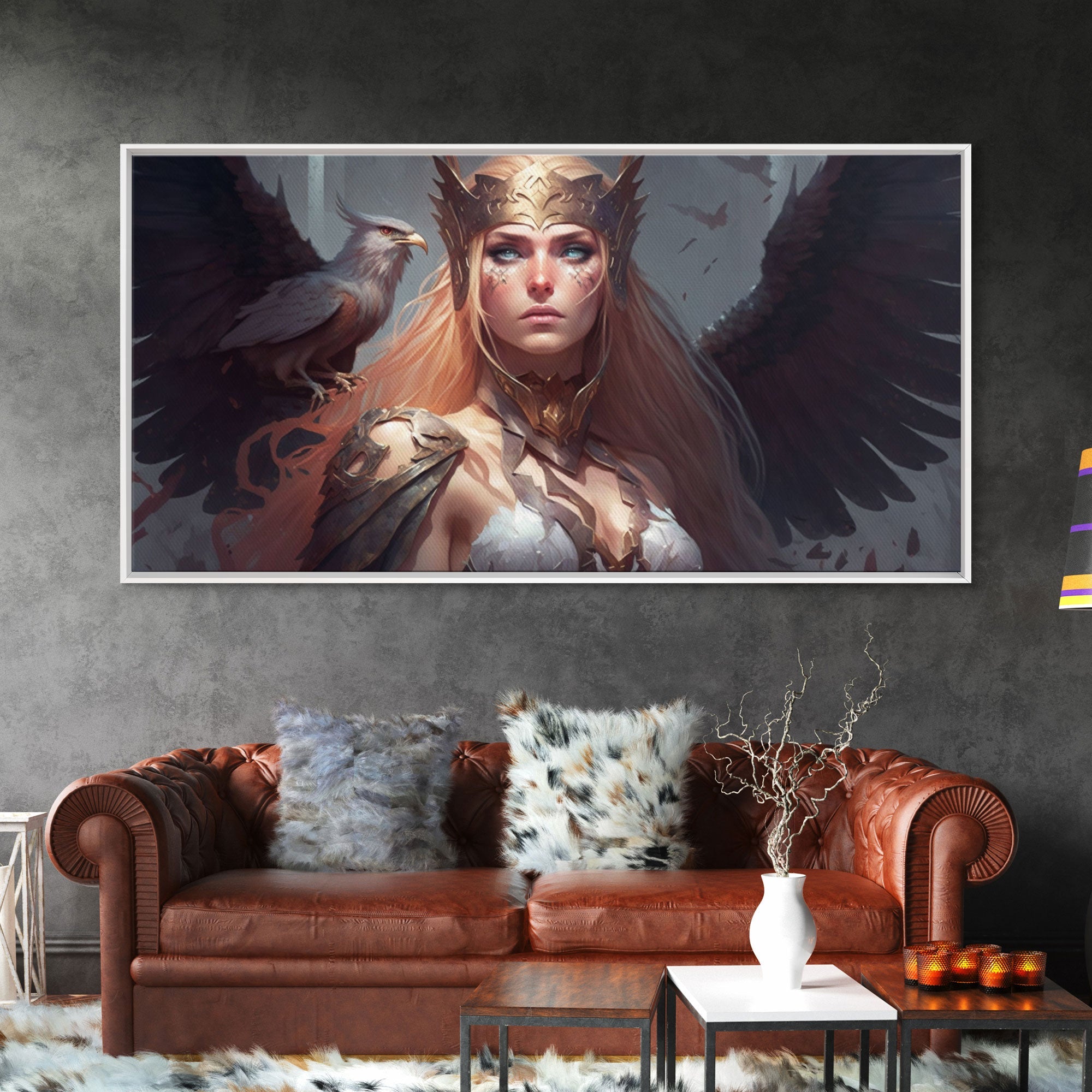 Lady Freya, Nordic / Norse Mythology Art, Framed Canvas Print, Norse Goddess of Love and Fertility | | Wiccan Center