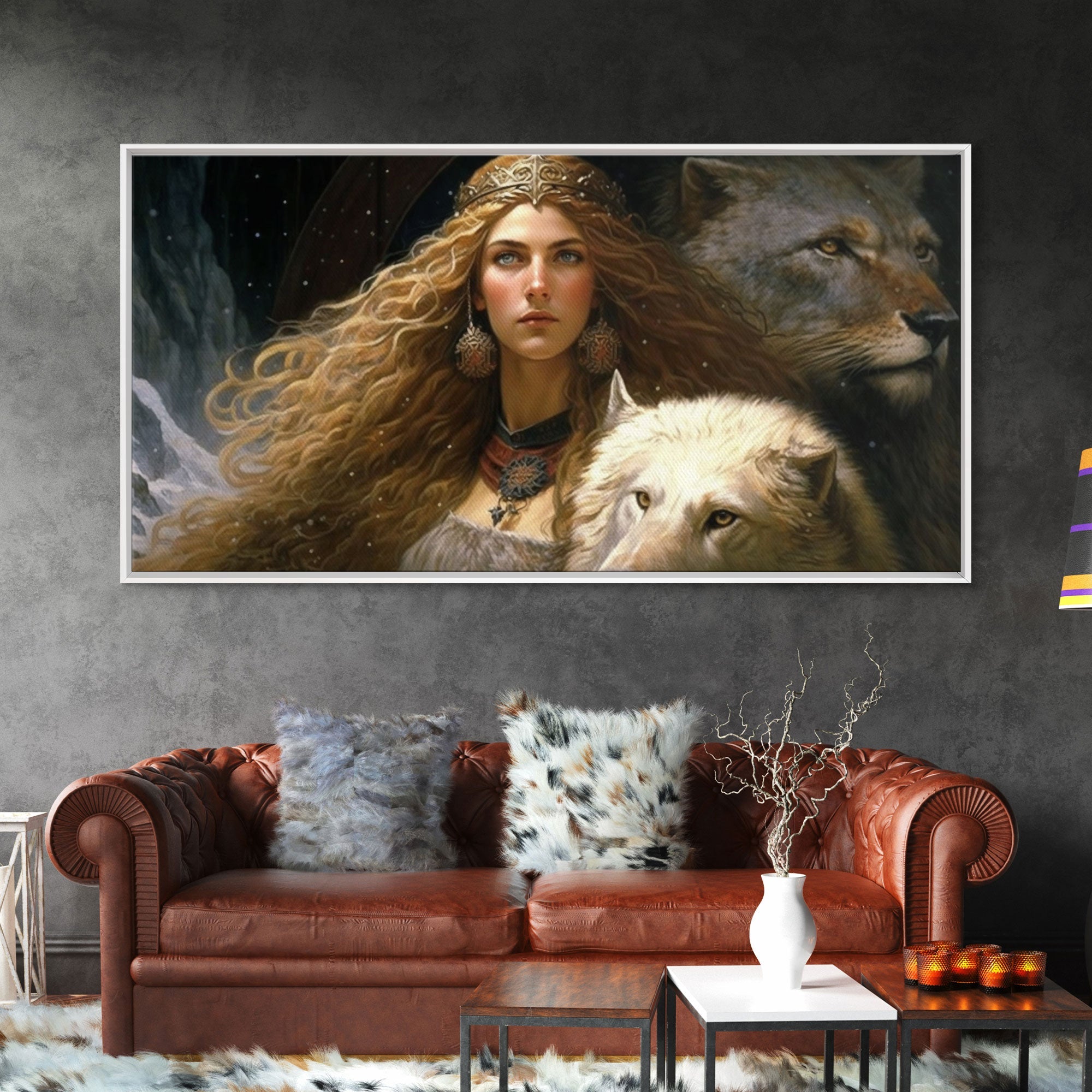 Lady Freya, Nordic / Norse Mythology Art, Framed Canvas Print, Norse Goddess of Love and Fertility | | Wiccan Center