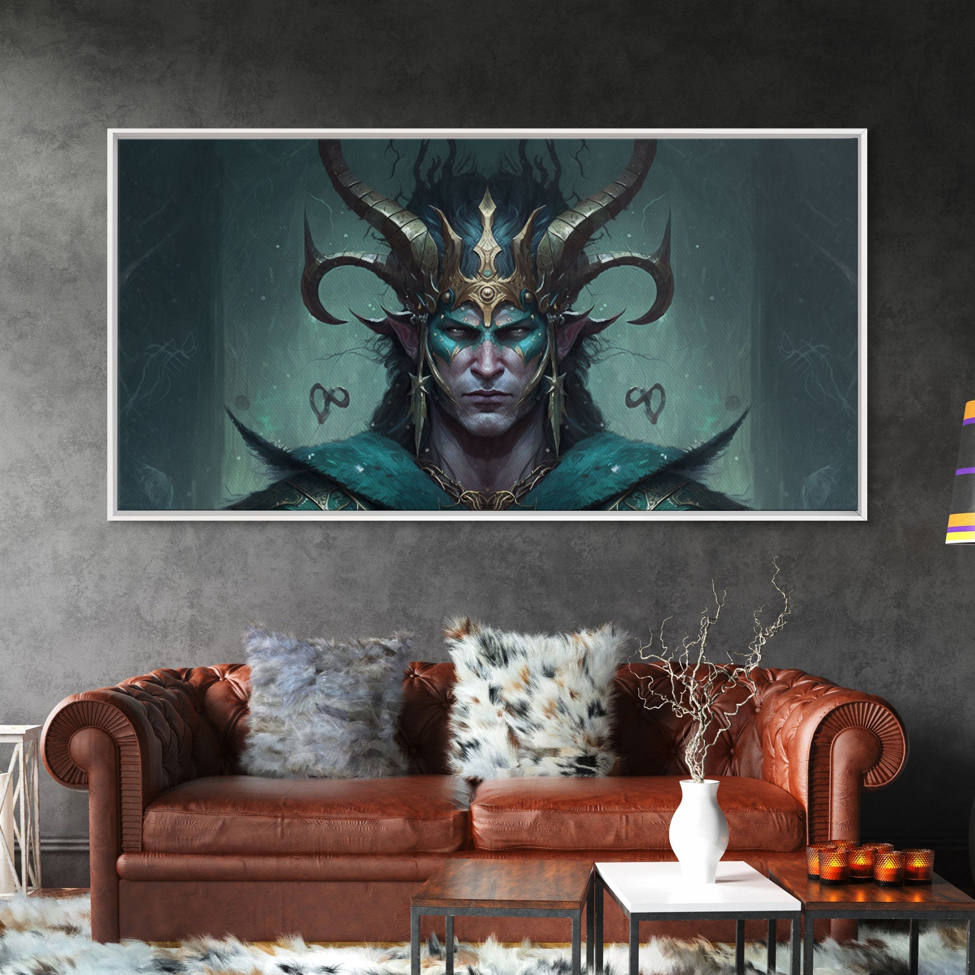 Aesthetic Loki the Trickster God, Norse Mythology, Framed Canvas Print, Extra Large Art, Fantasy Decor, Pastel Aesthetic Art | | Wiccan Center